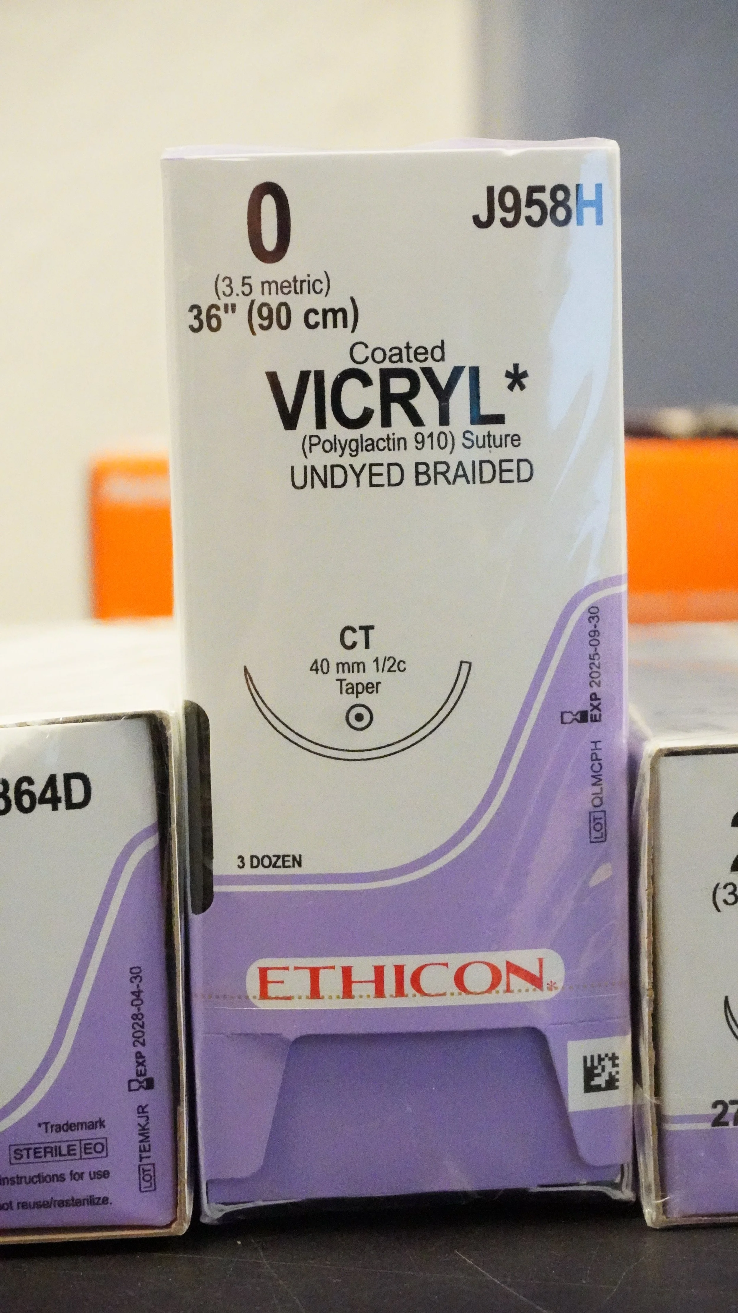 ETHICON | J958H | SHORTDATE | BOX OF 36 | Coated VICRYL UNDYED Braided 0 36"
