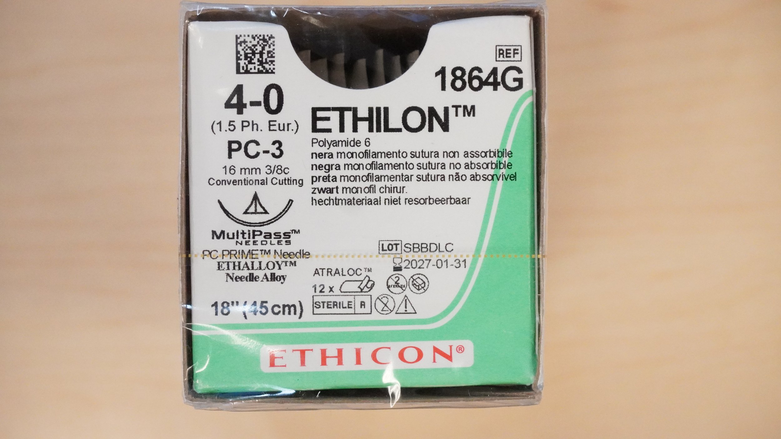 ETHICON | 1864G | PACK OF 12 | ETHILON Polyamide 6 4-0 18"
