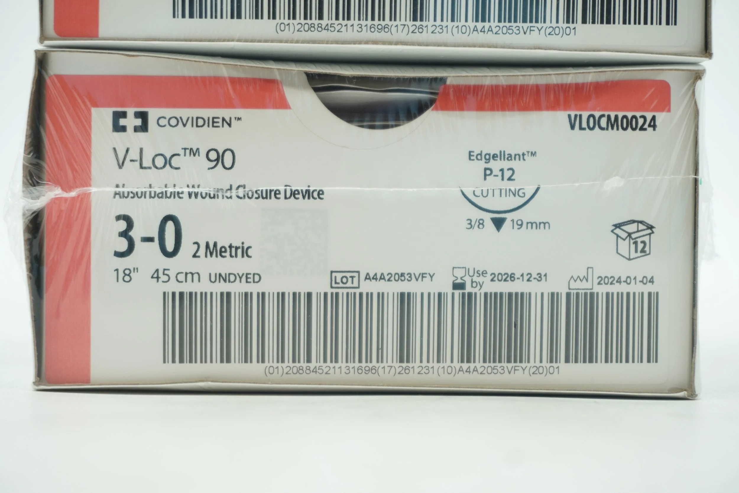 COVIDIEN | VLOCM0024 | PACK of 12/pc | V-Loc 90 Absorbable Wound Closure Device 3-0 2 Metric 18" 45cm UNDYED