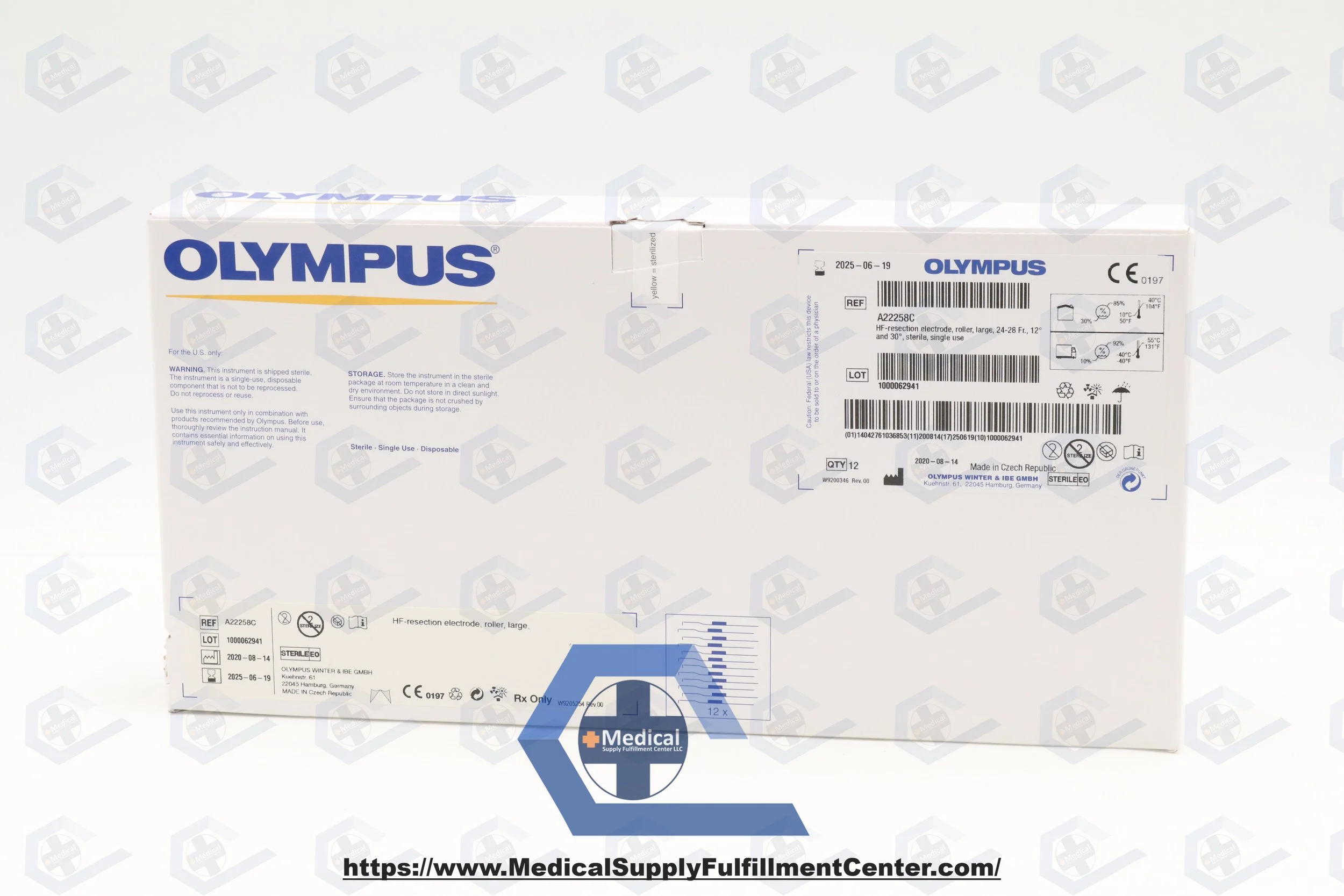 Olympus | A22258C | IN DATE | Box of 12 | Olympus HF Resection Electrode: Roller, Large, 24-28F, 12° and 30°