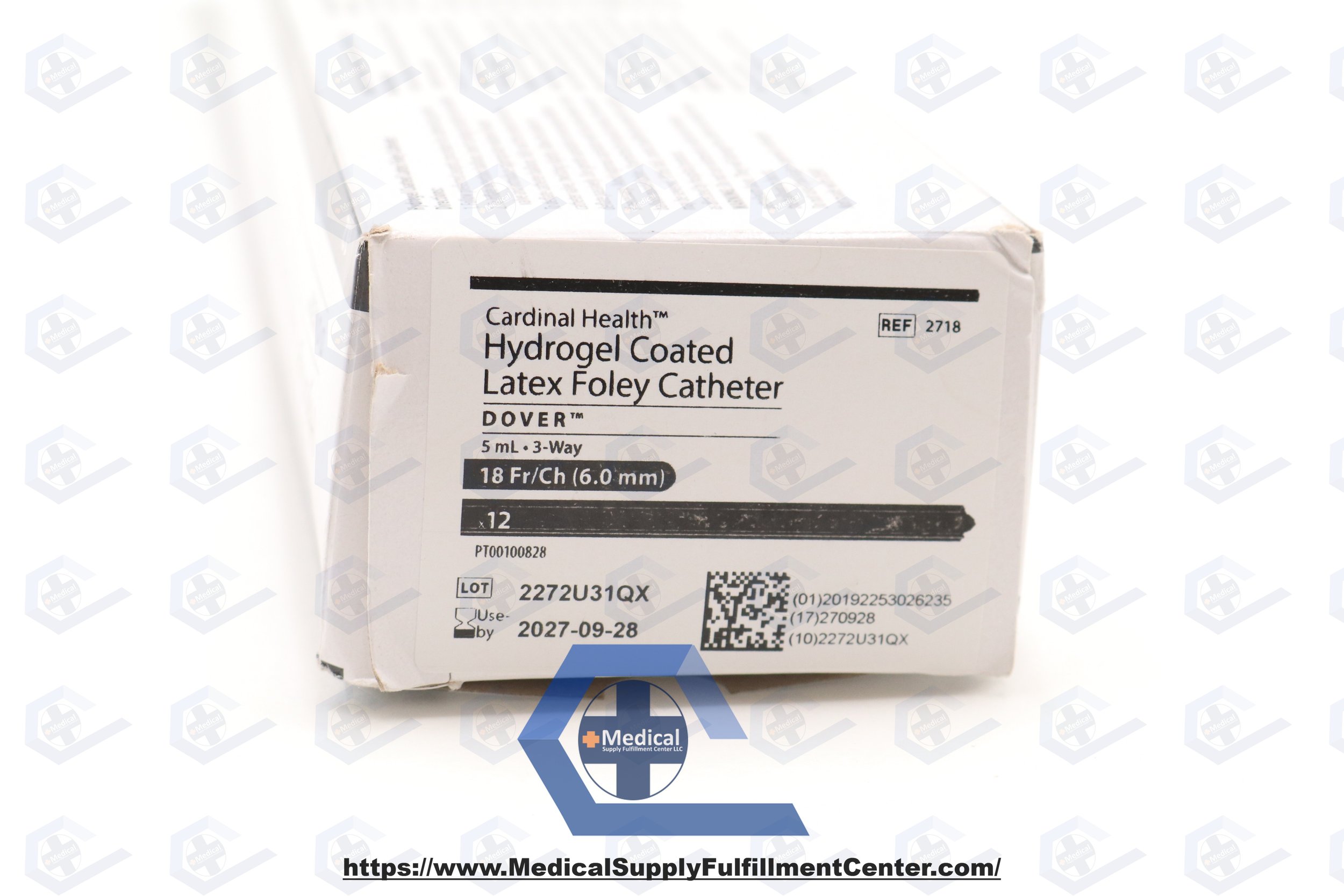Cardinal Health | 2718 | In Date | Box of 12 | Cardinal Health Dover Foley Catheters - Dover 3-Way Foley Catheter, Hydrogel-Coated, 5 mL, 18 Fr.