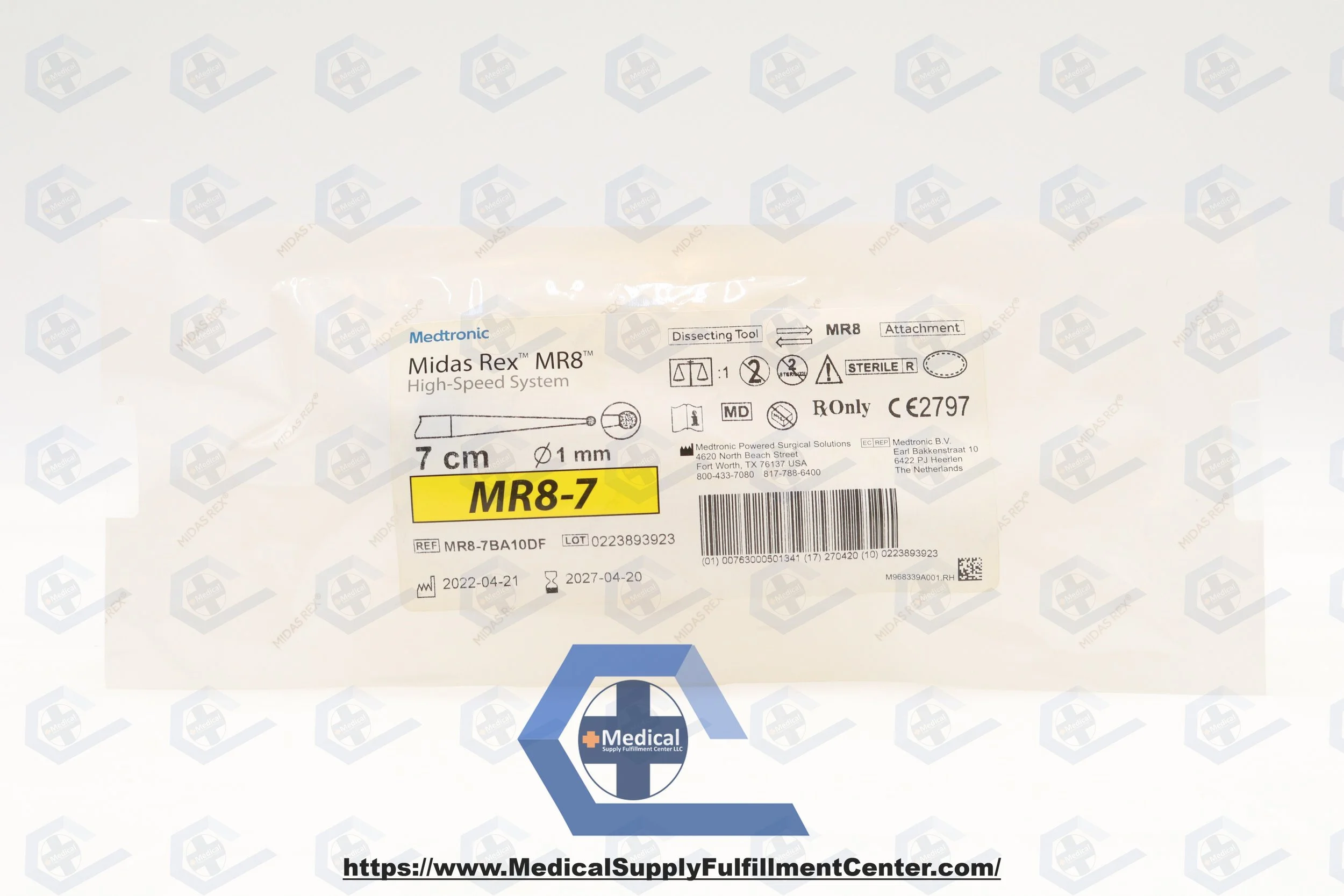 MEDTRONIC | MR8-7BA10DF | IN-DATE | EACHES | MIDAS REX MR8 SMALL BORE DIAMOND FINE, 1MM HEAD DIAMETER, 7CM LENGTH