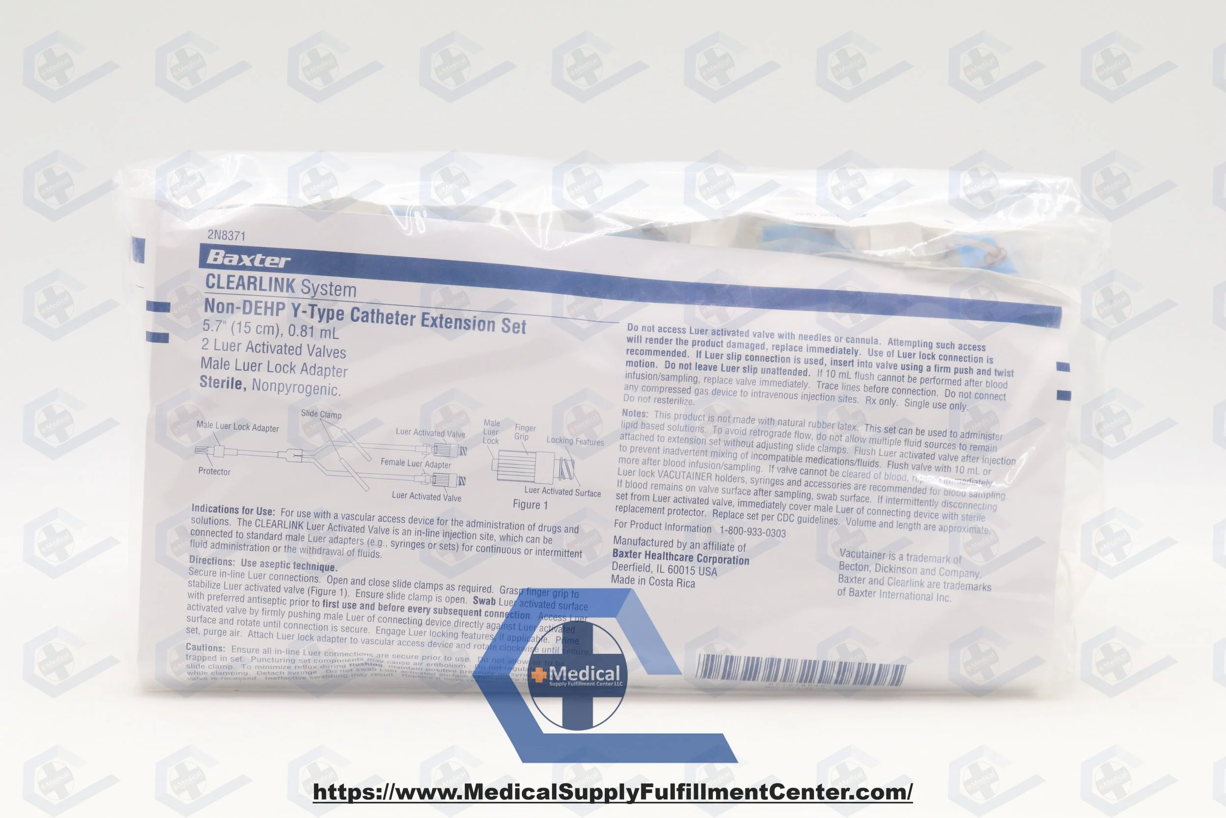 Baxter | 2N8371 | NO DATE | Bag of 50 | Y-Type Catheter Extension Set - Y-Type Extension Set, Catheter SE, Clearlink System