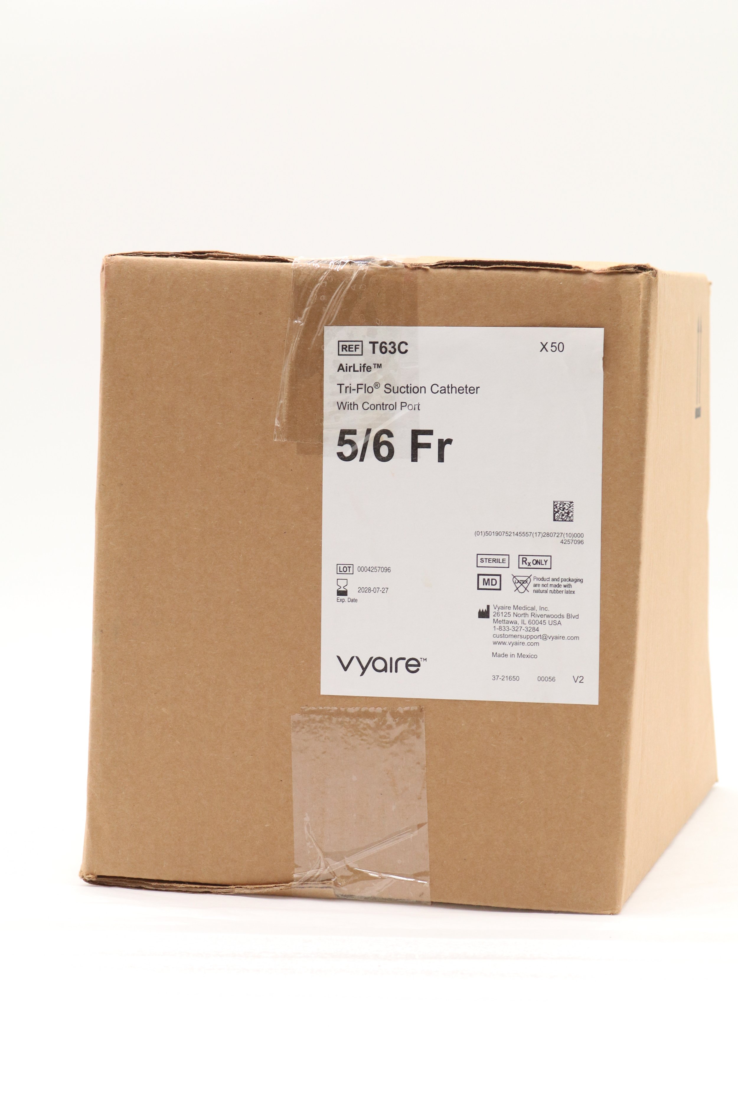 Vyaire Medical | T63C | INDATE | BOX OF 50 | Suction Catheters - Suction Catheter, 5/6 Fr
