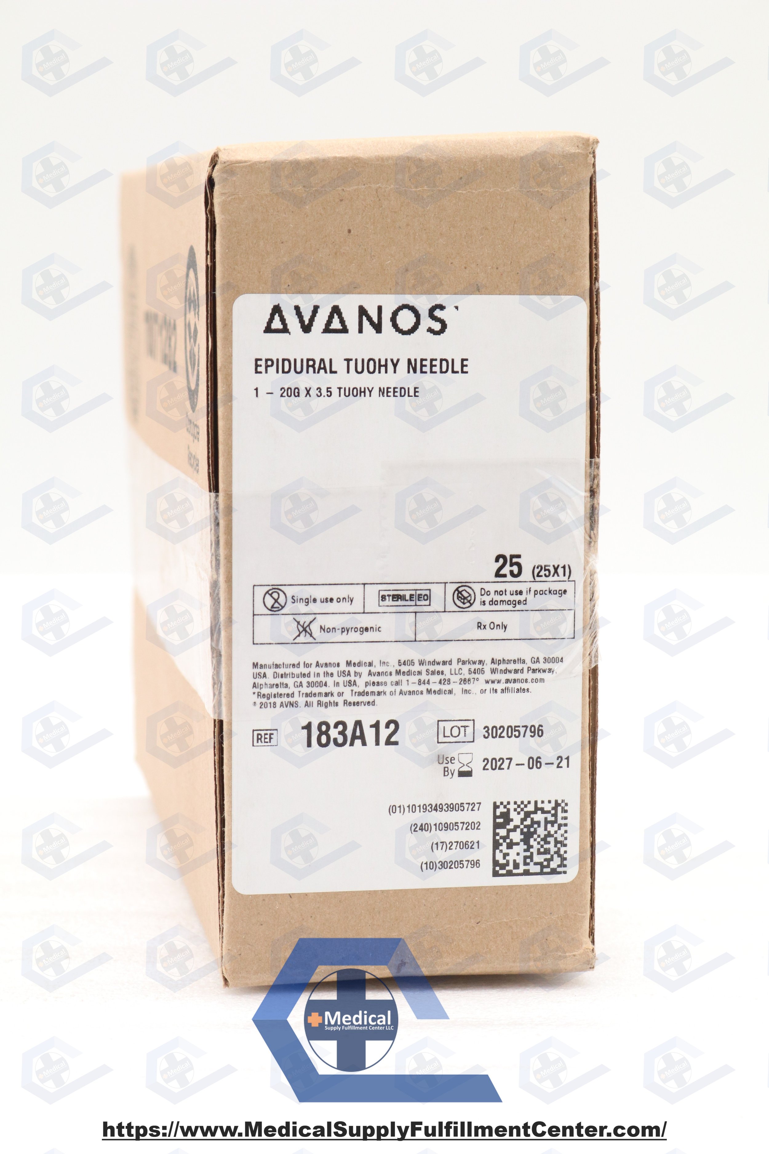 Avanos Medical | 183A12 | IN-DATE | BOX OF 25 | Tuohy Epidural Needle 20 X 3.5