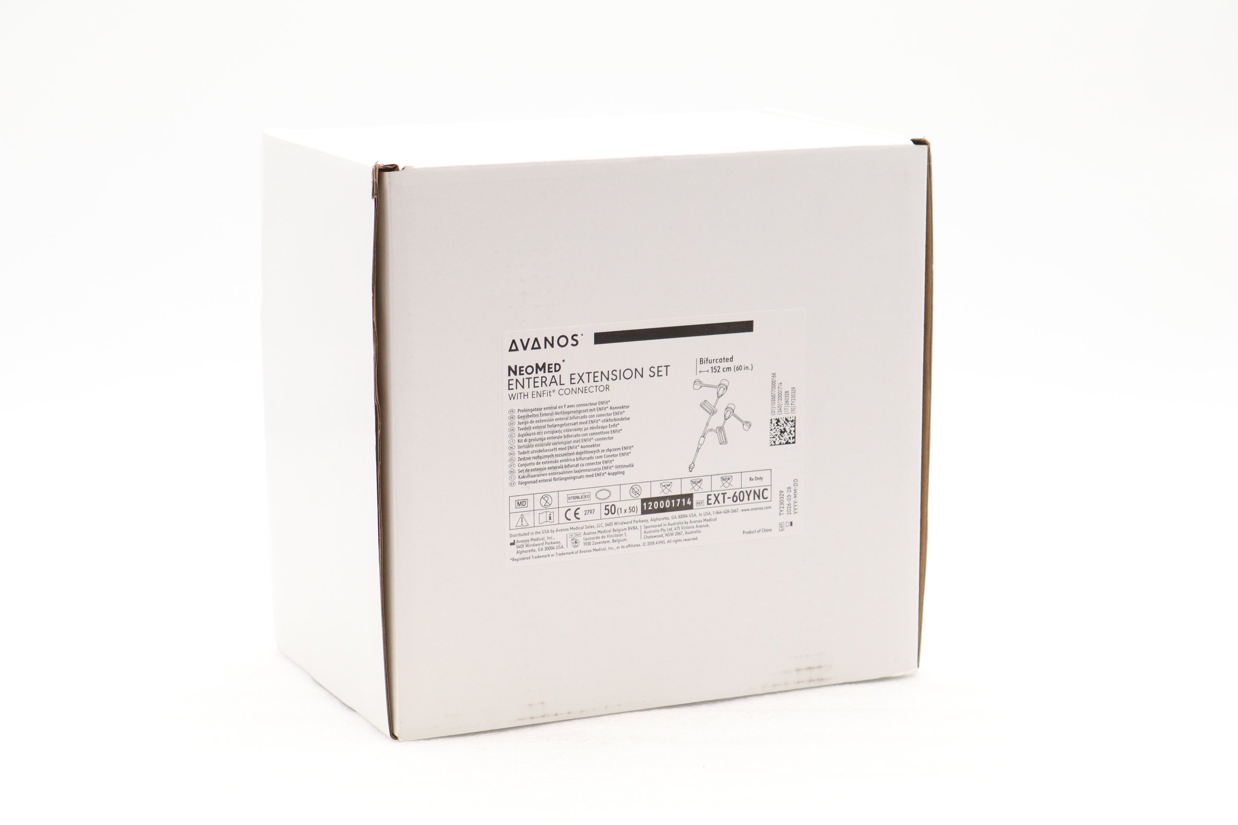 AVANOS | EXT-60YNC | SHORT-DATE | BOX OF 50 | NeoMed ENFit Compliant NeoConnect Enteral Extension Set - NeoConnect Bifurcated ENFit Extension Set, 60"