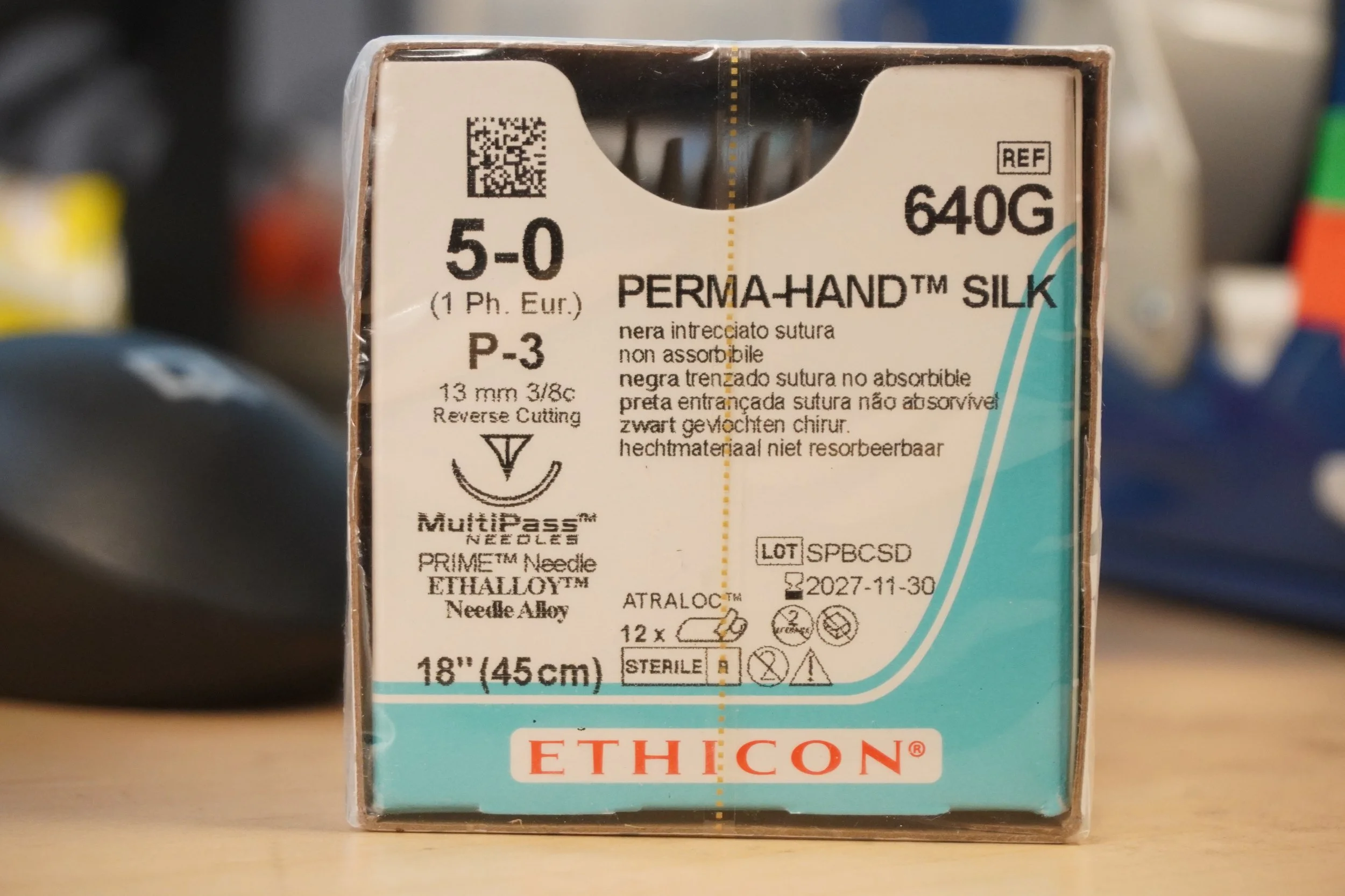 ETHICON | 640G | Pack of 12 | Perma-Hand Silk Suture 5-0 18"