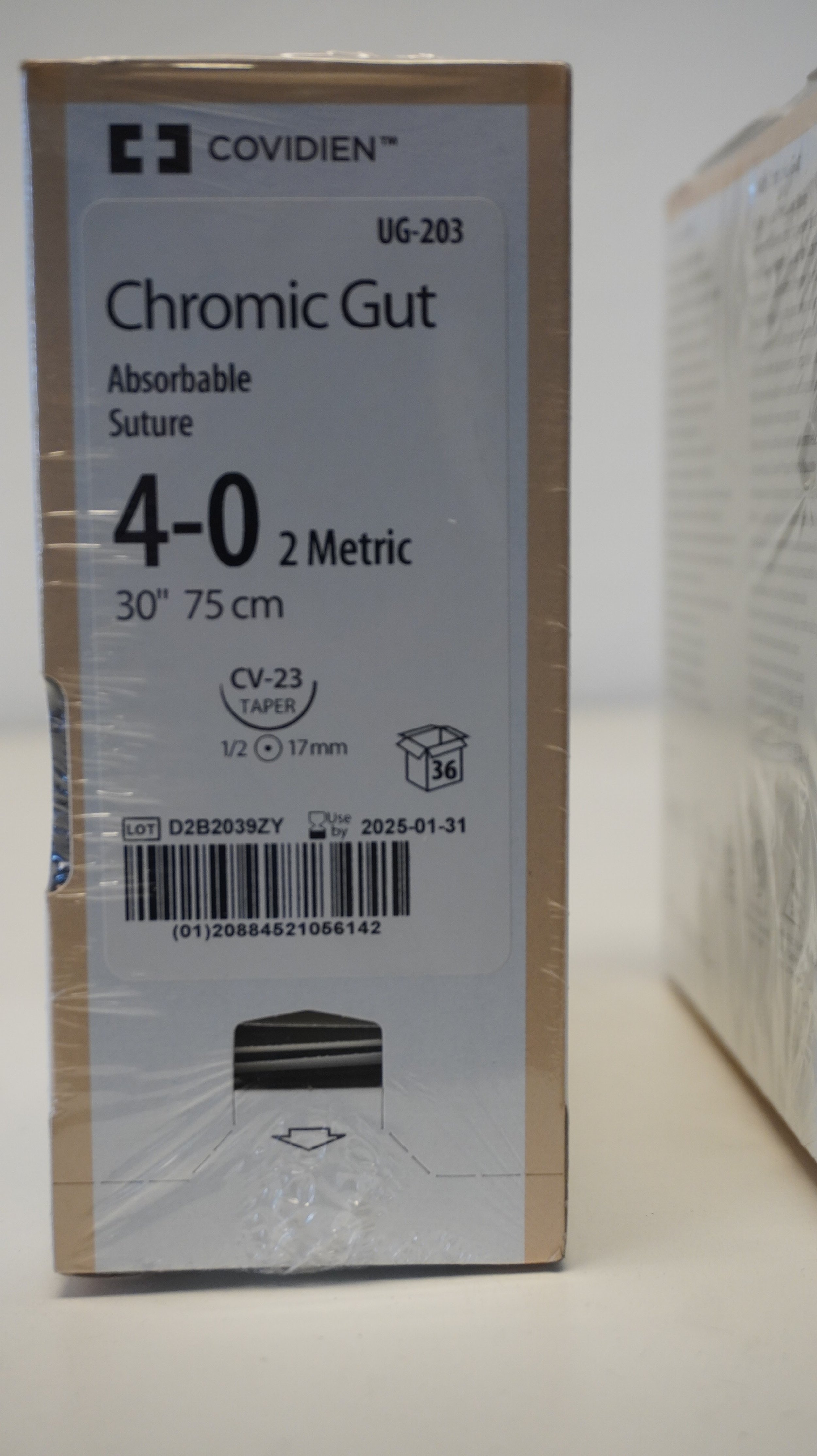 COVIDIEN | UG-203 | PACK of 36/pc | Chromic Gut Absorbable Suture 4-0 2 Metric 30" 75cm