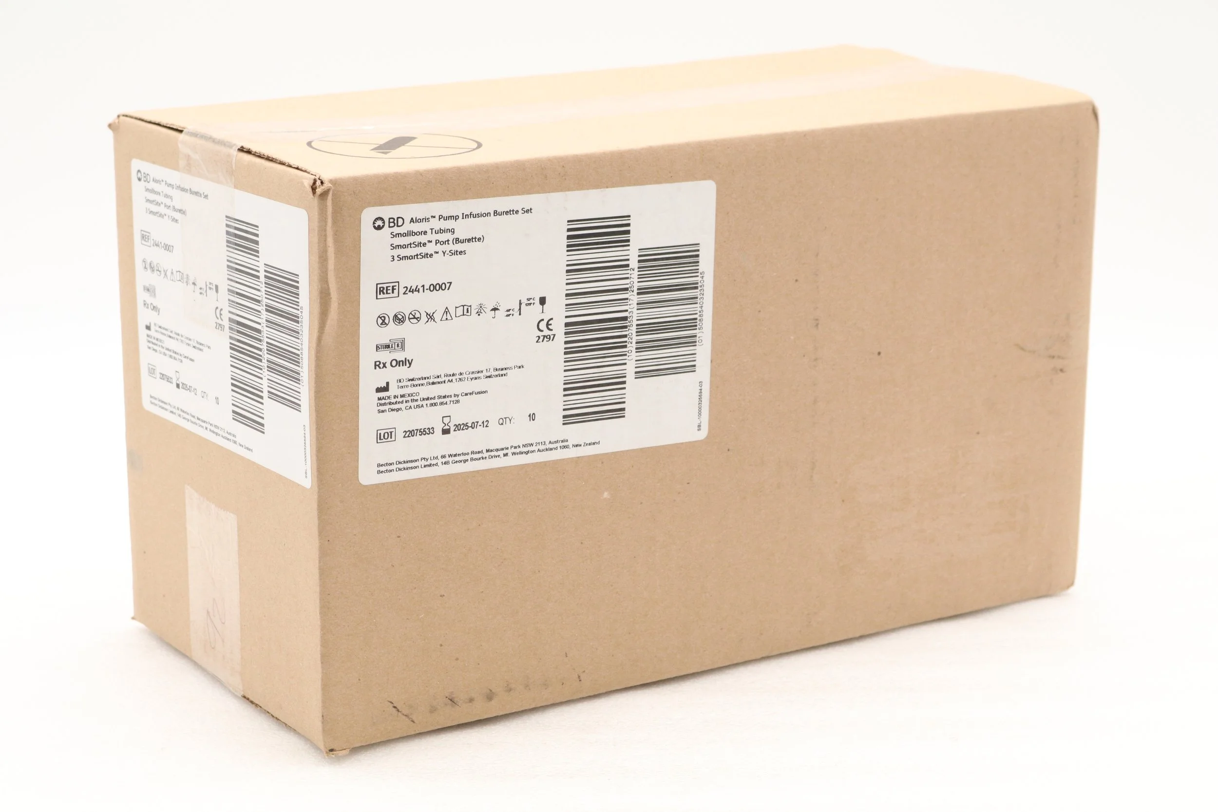 BD | 2441-0007 | IN-DATE | CASE OF 10 | Alaris Pump Module set 150mL Burette (SmartSite) Smallbore Roller, Slide Clamp, 3 SmartSite needle-free valve