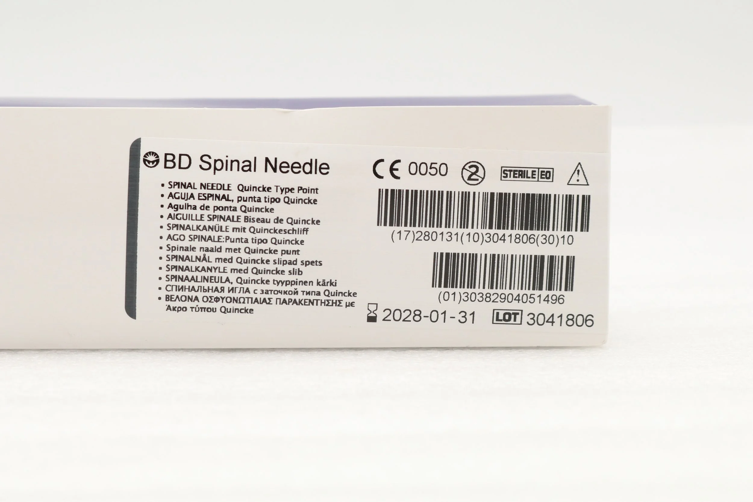 BD | 405149 | BOX OF 10 | Quincke Long Spinal Needle, Black Hub 22G x 7"