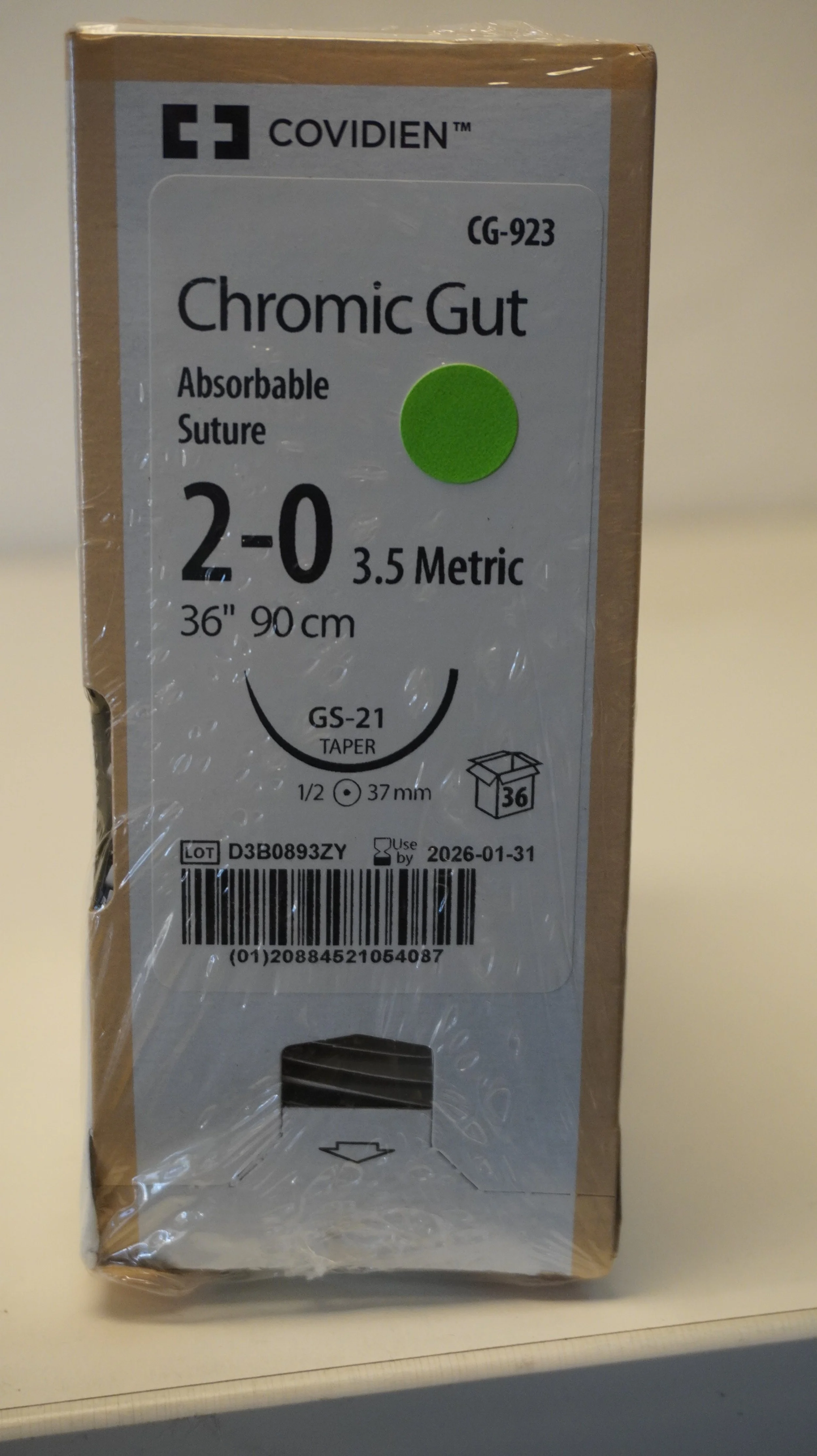 COVIDIEN | CG-923 | PACK of 36/pc | Chromic Gut Absorbable Suture 2-0 3.5 Metric 36" 90cm