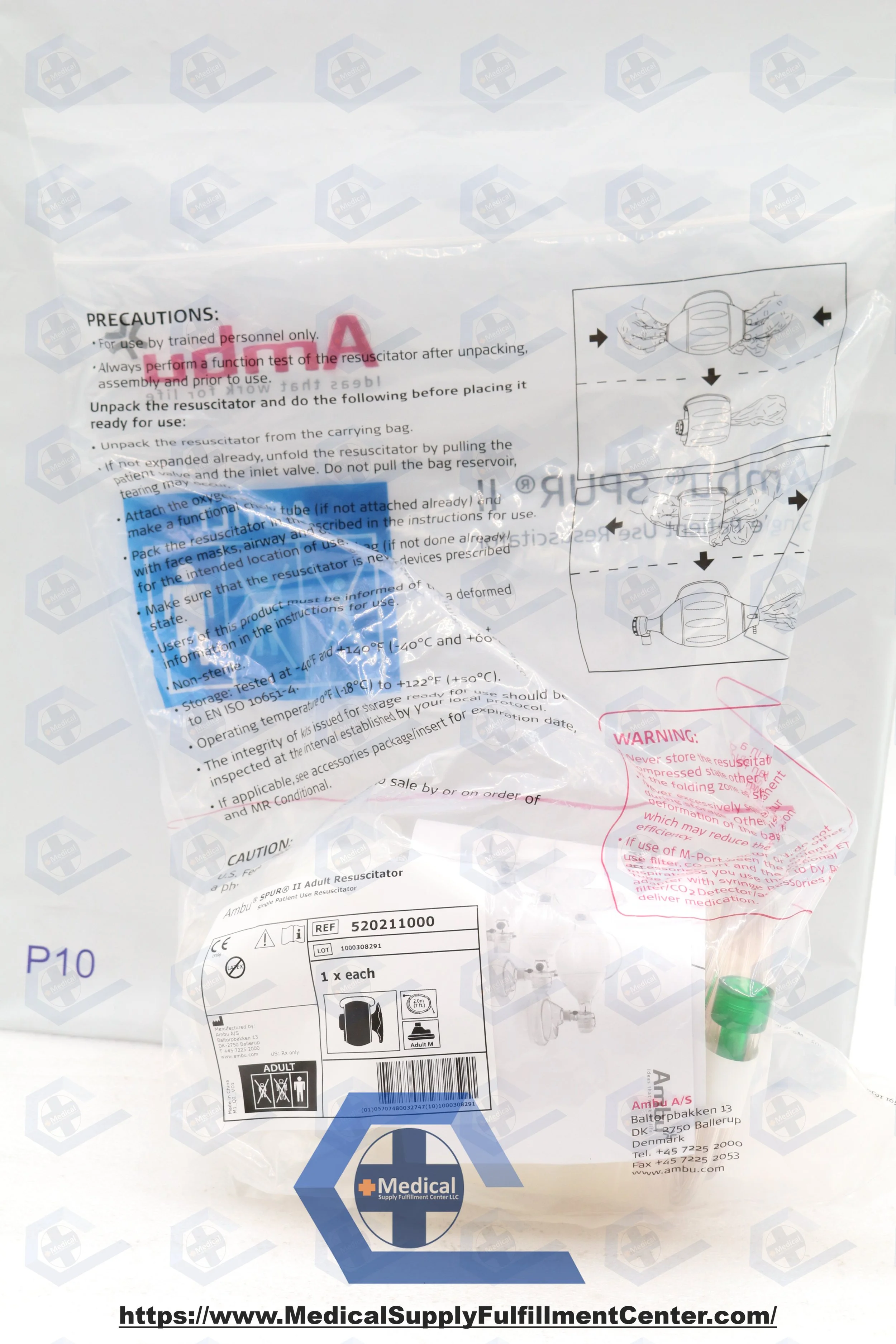 Ambu | 520211000 | NO DATE | EACHES | SPUR II Single Resuscitator with Mask, Adult