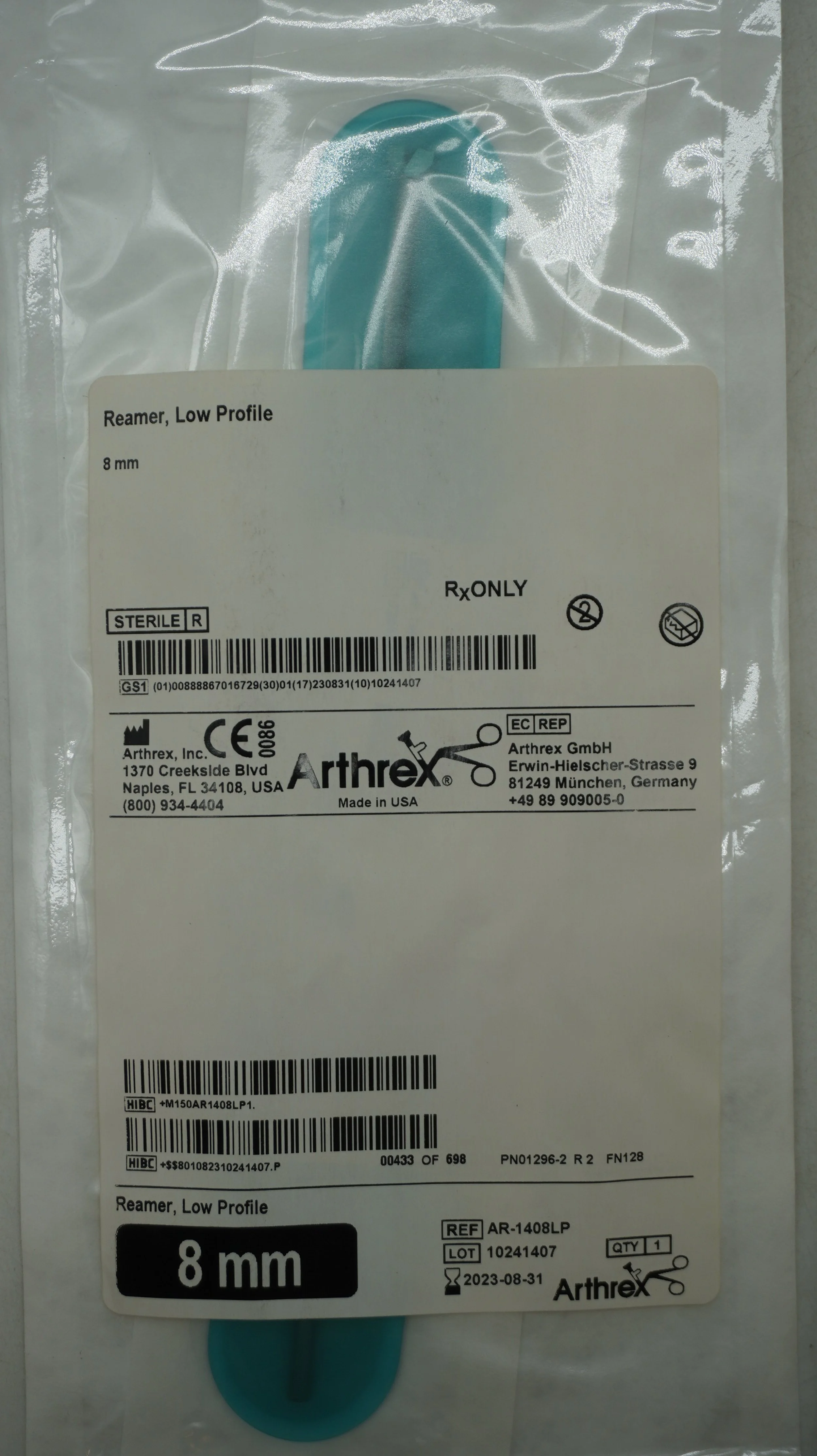 Arthrex | AR-1408LP | EXPIRED | EACHES | Reamer, Low Profile 8mm