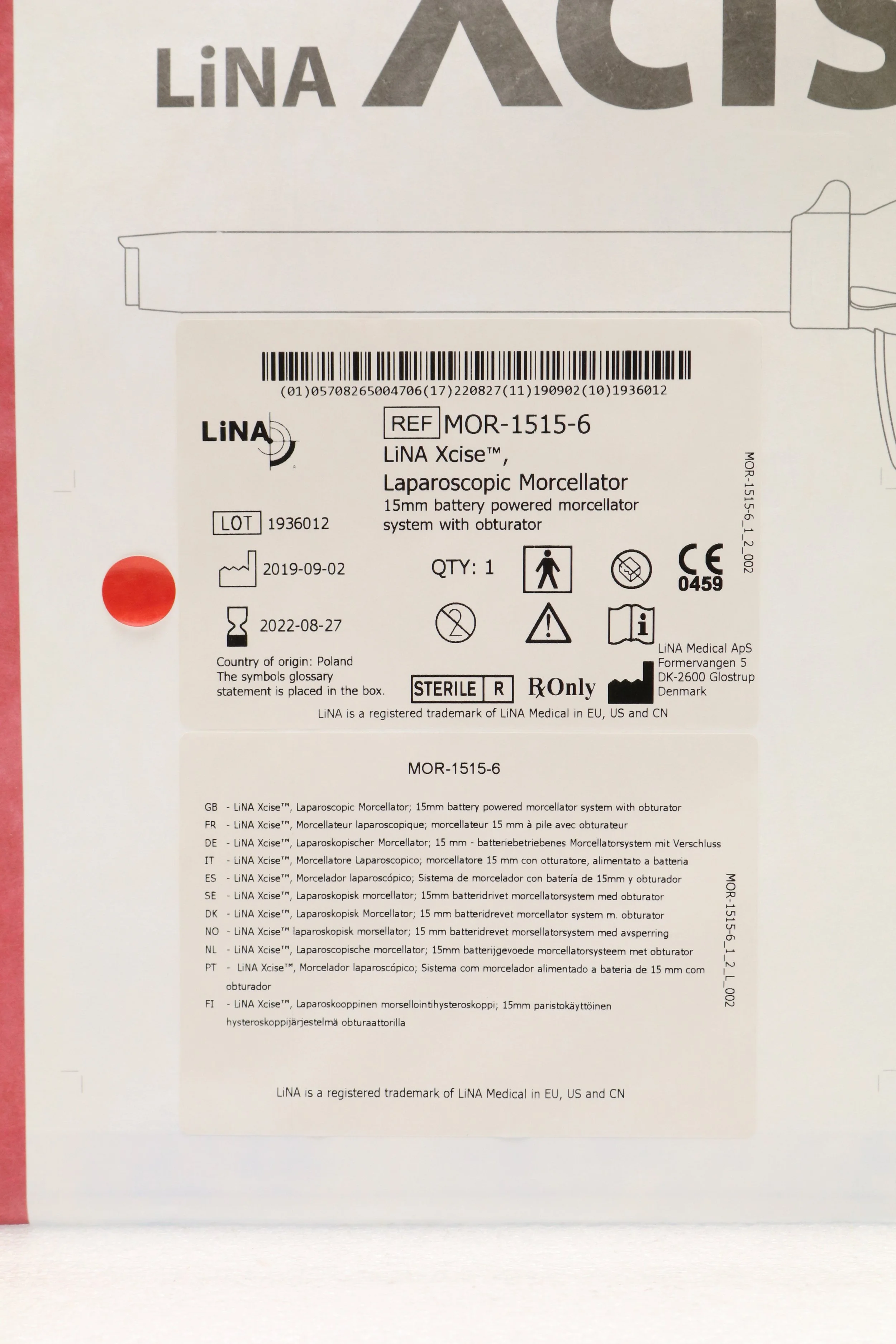 LiNA | MOR-1515-6 | EXPIRED | EACHES | Xcise 15mm Battery-Powered Morcellator System with Obturator