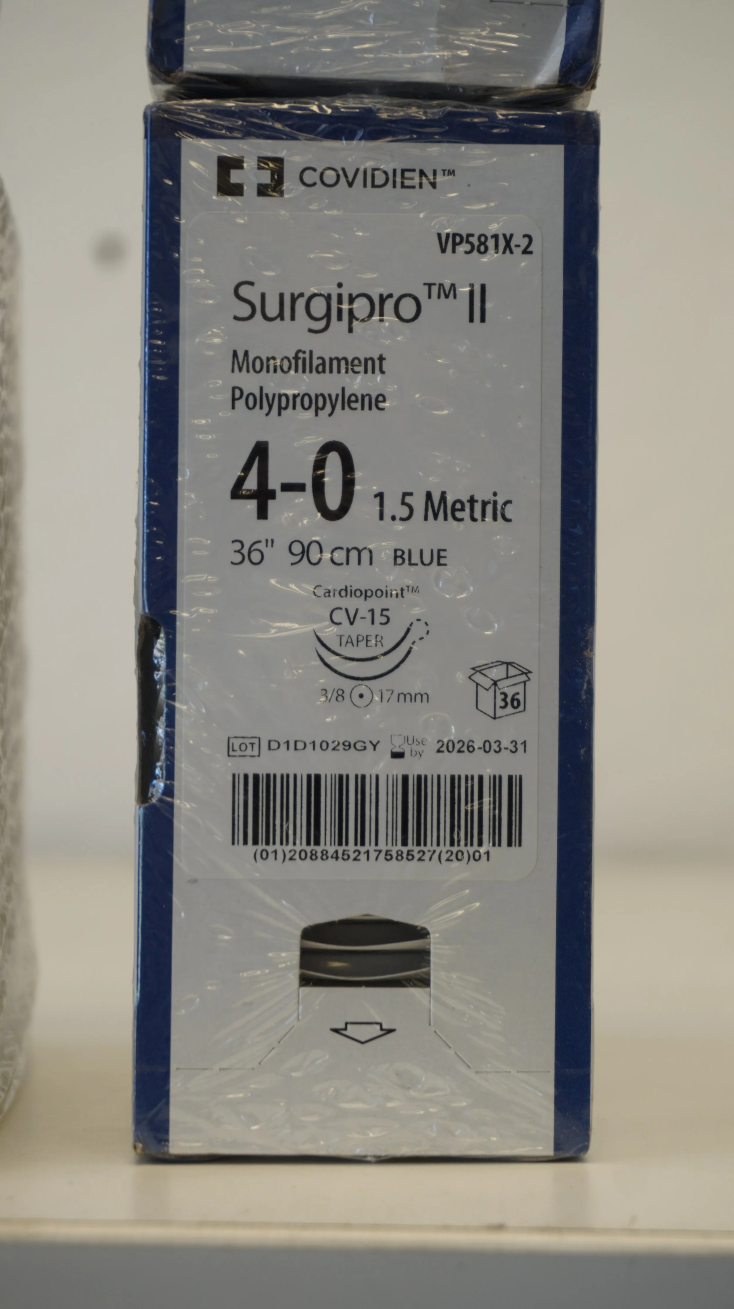 COVIDIEN | VP581X-2 | PACK of 36/pc | Surgipro II Monofilament Polypropylene 4-0 1.5 Metric 36" 90cm BLUE