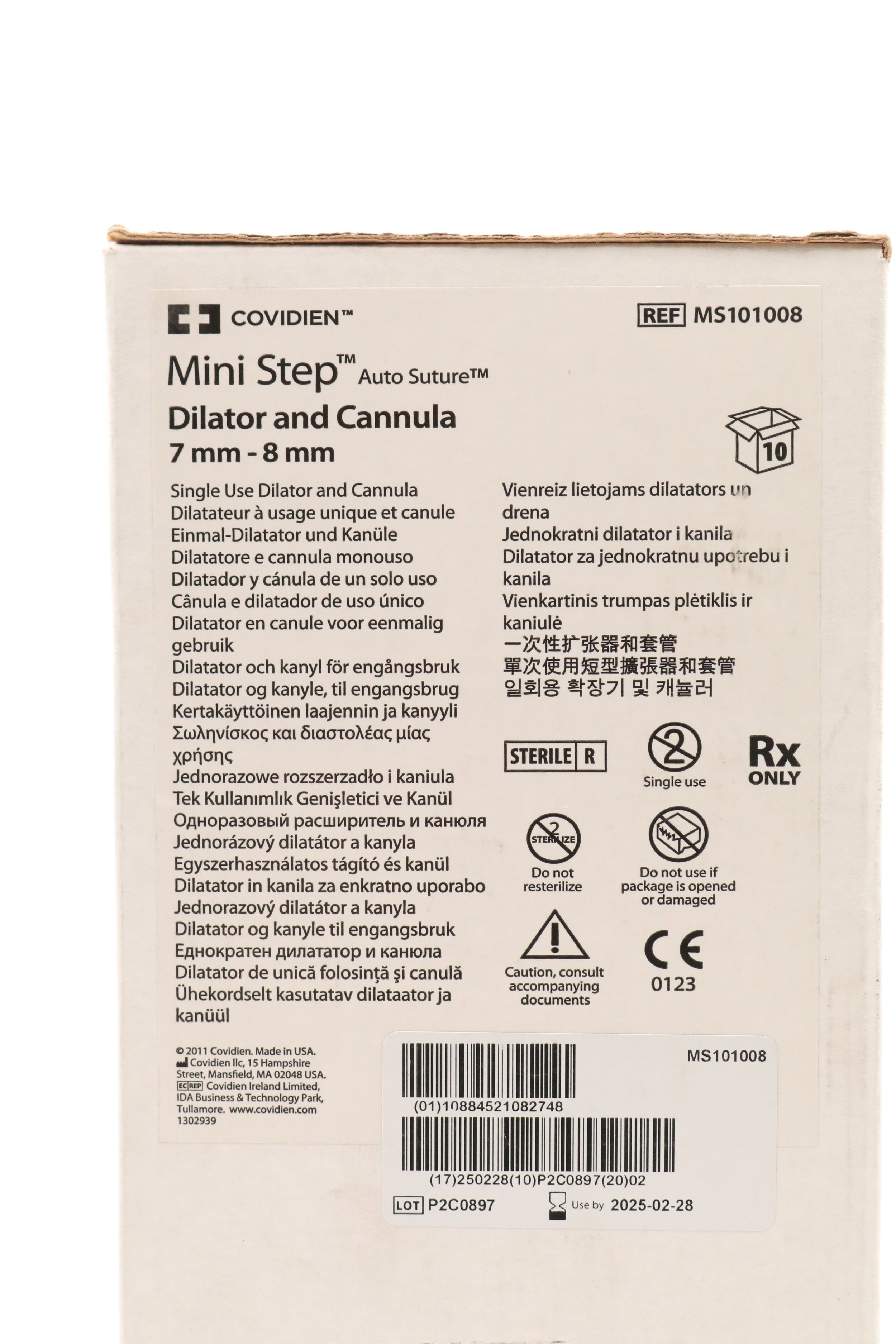 COVIDIEN | MS101008 | EXPIRED | BOX OF 10 | Bladeless Trocar, 7/8 mm Size, 7/8 to 5 mm Reducer Size, with Radially Expandable Sleeve