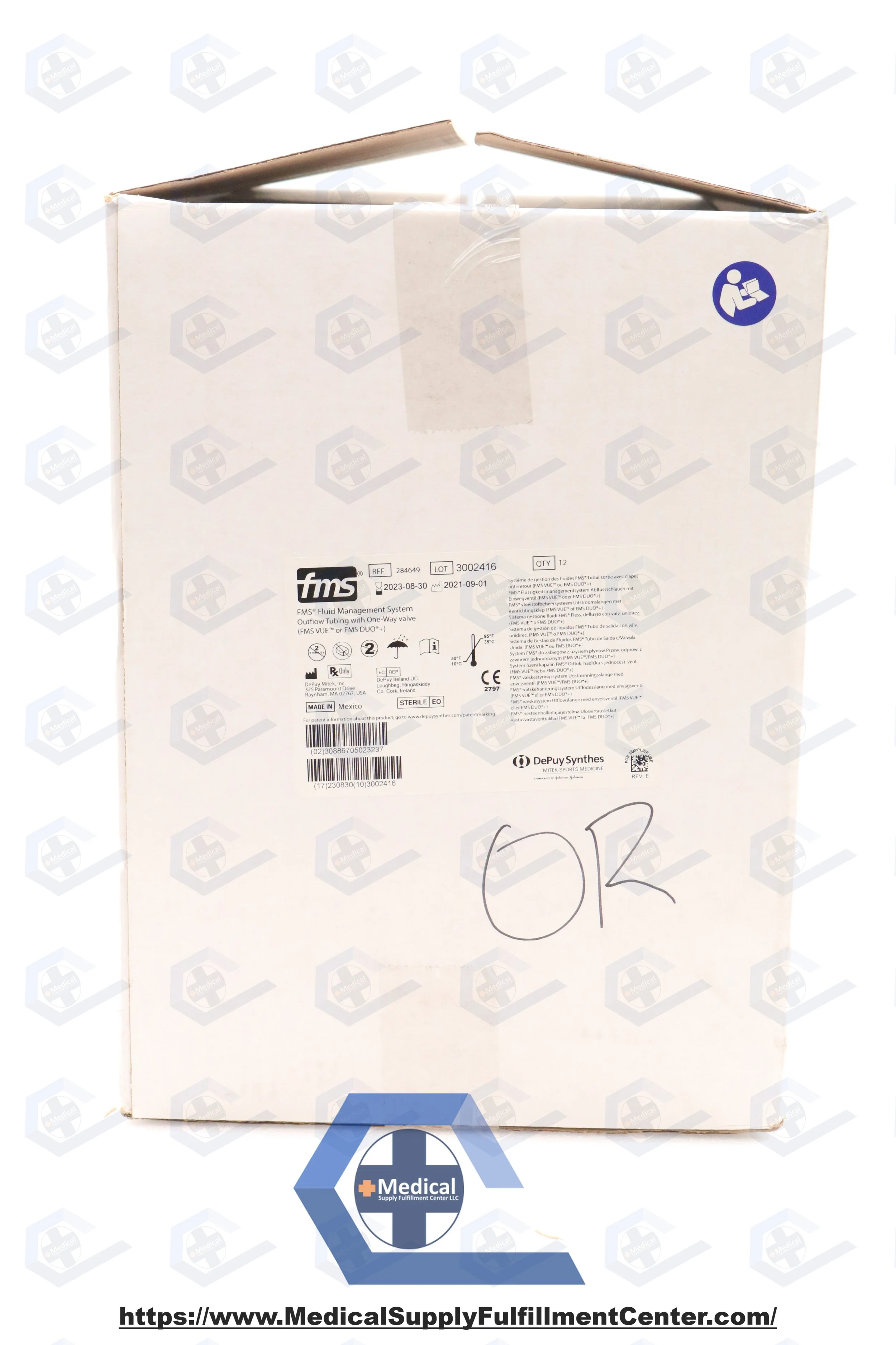 DePuy | 284649 | EXPIRED | CASE OF 12 | FMS Fluid Management System Outflow Tubing With One-Way Valve