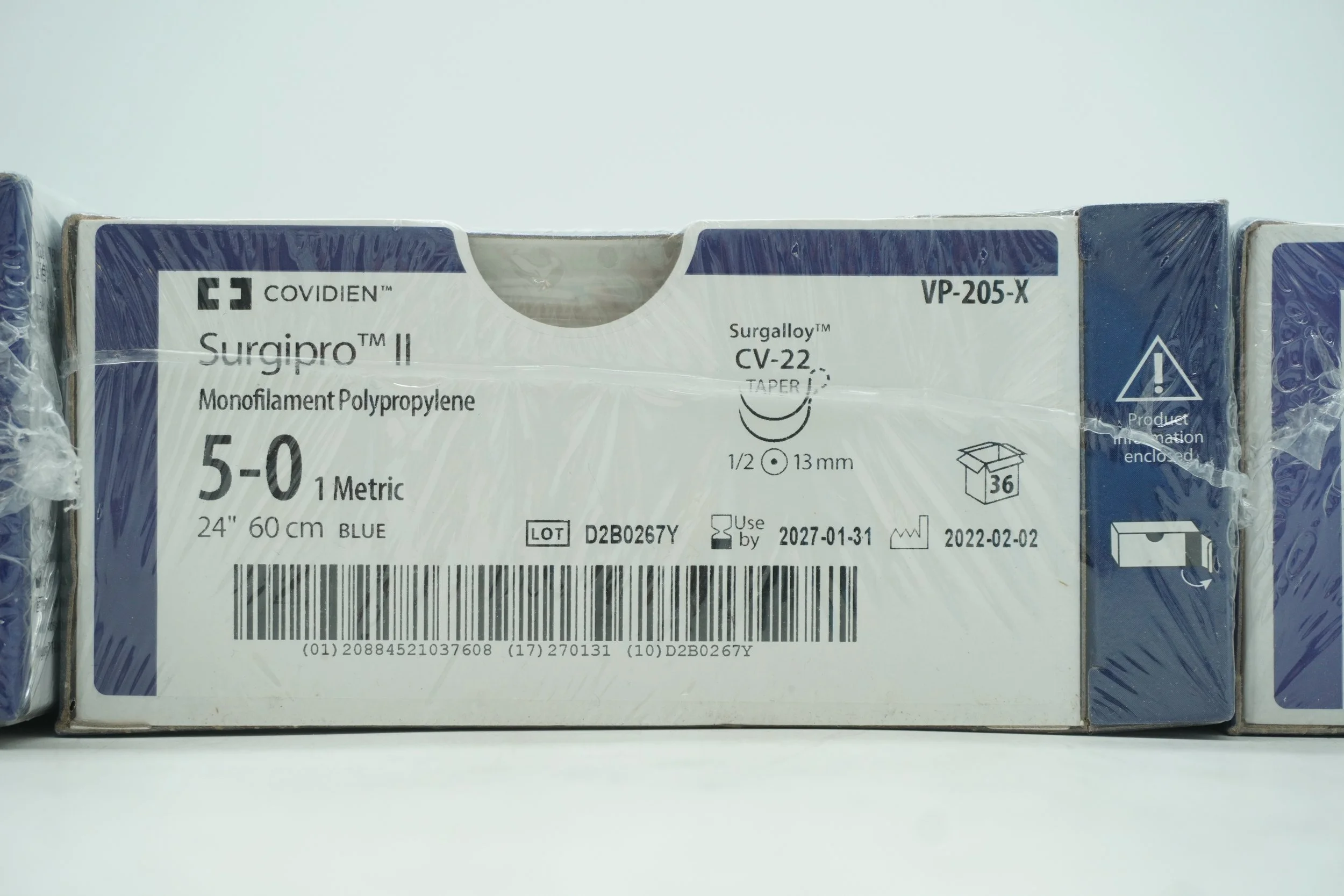 COVIDIEN | VP-205-X | PACK of 36/pc | Surgipro Monofilament Polypropylene 5-0 1 Metric 24" 60cm BLUE