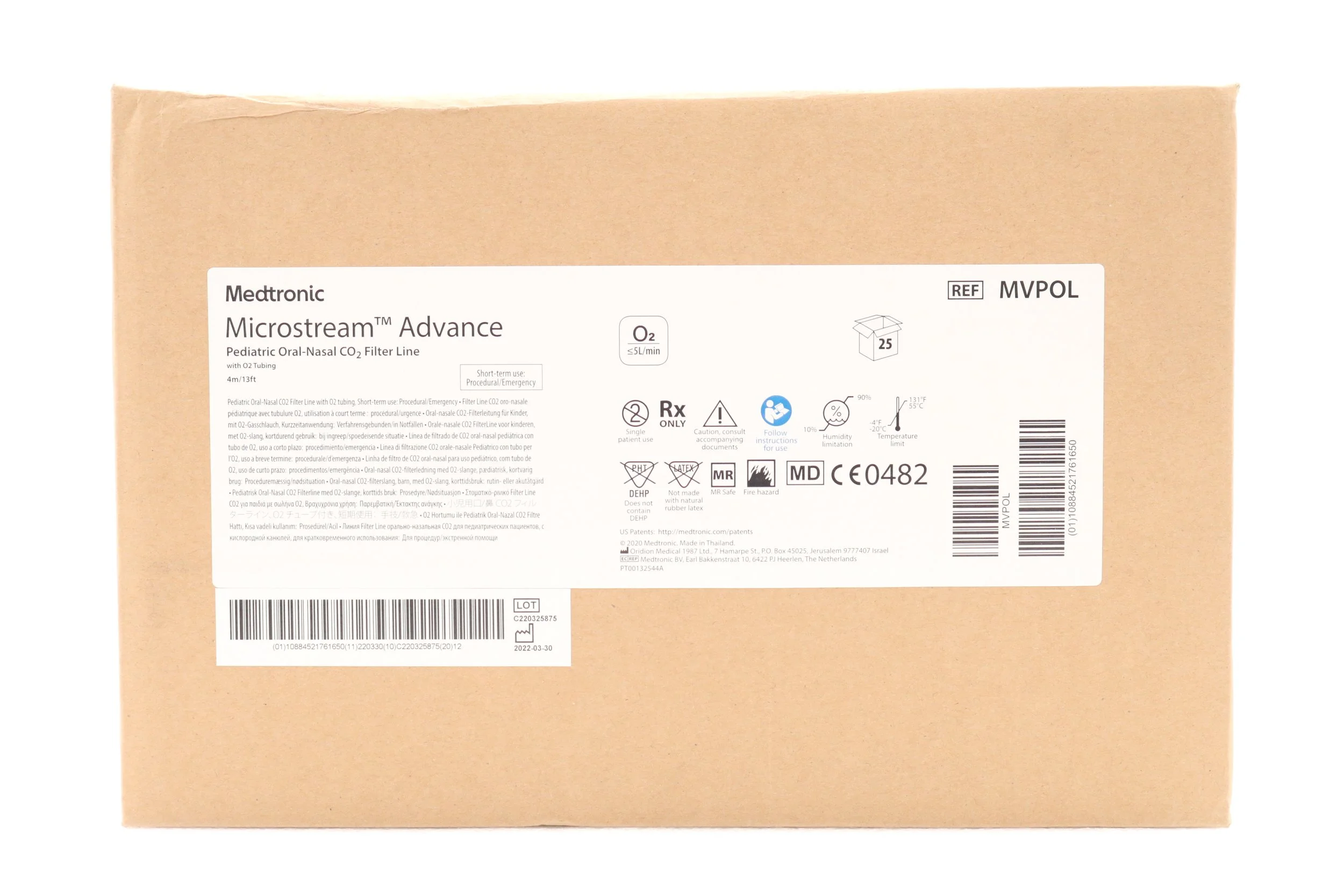 Medtronic | MVPOL | NO DATE | BOX OF 25 | Sampling Line Microstream Pediatric 6-1/2 Foot Tubing