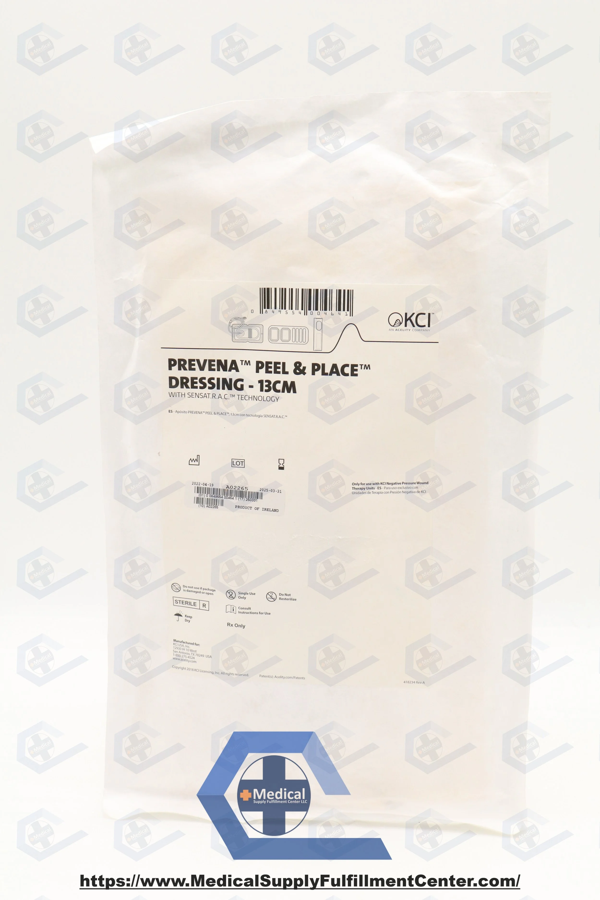 KCI | PRE1101US | EXPIRED | EACHES | 0849554004641 Prevena Peel and Place Dressing 13CM