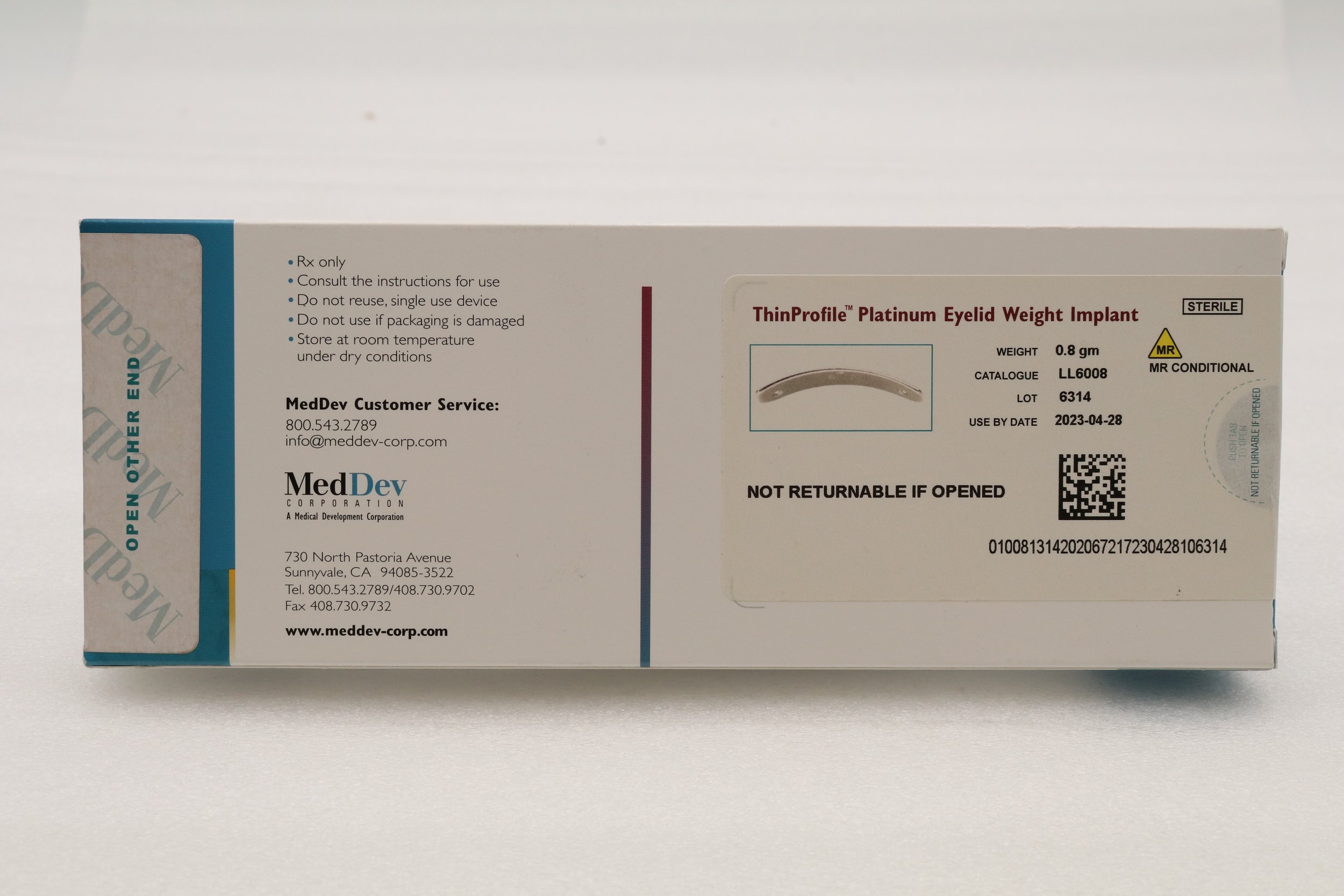 MedDev | LL6008 | EXPIRED | EACHES | ThinProfile Platinum Eyelid Implant 0.8g