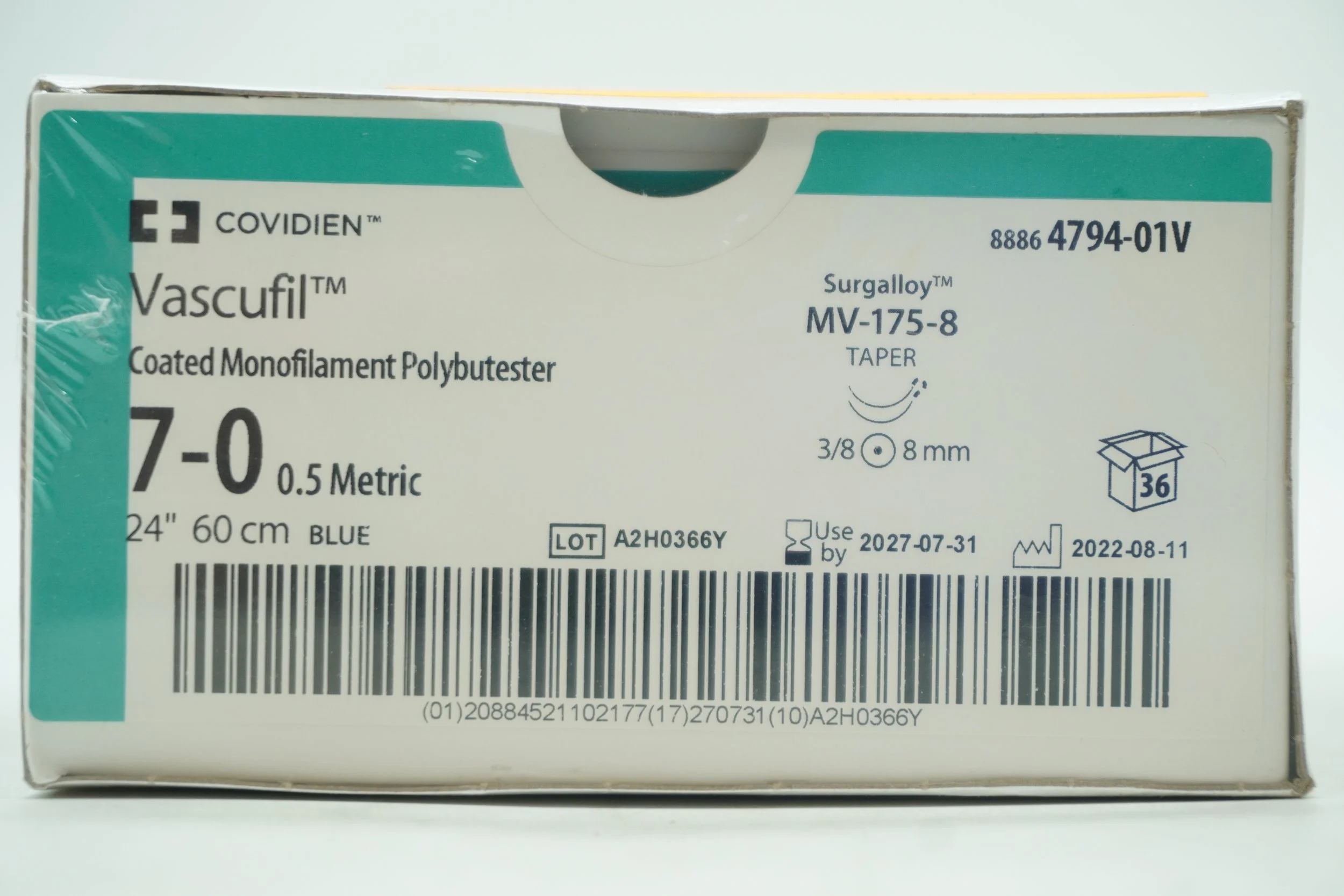 COVIDIEN | 88864794-01V | INDATE | BOX OF 36 | Vascufil Coated Monofilament Polybutester