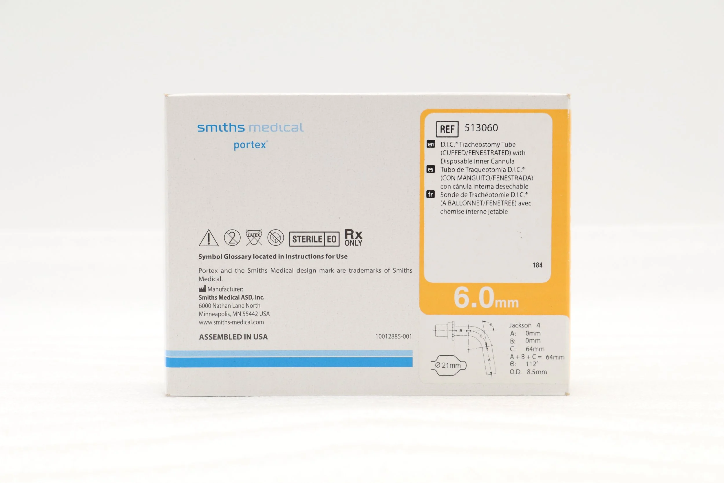 Smiths | 513060 | IN-DATE | BOX OF 1 | Portex D.I.C. Tracheostomy Tube, Cuffed, Fenestrated 6mm