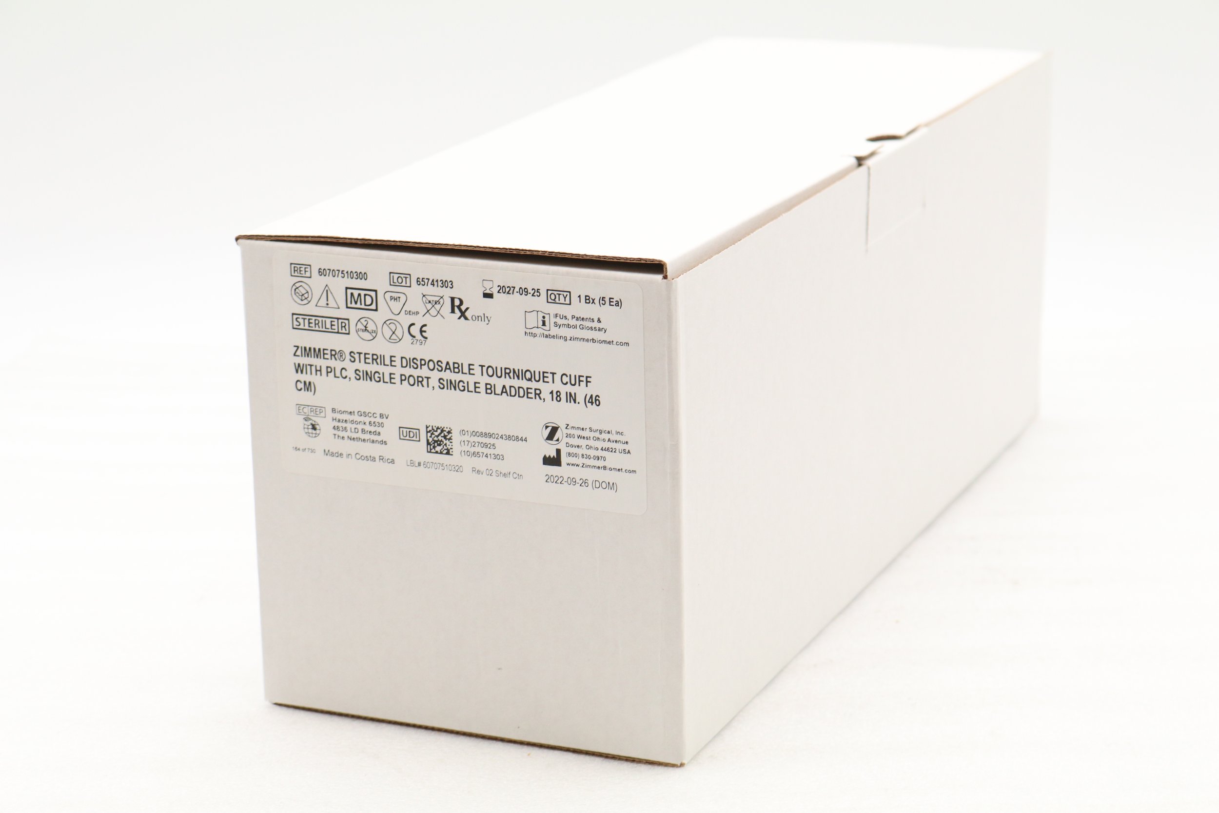 Zimmer | 60707510300 | IN-DATE | CASE OF 10 | 18" Tourniquet Cuff w/o Sleeve, Single Port, Single Bladder, PLC