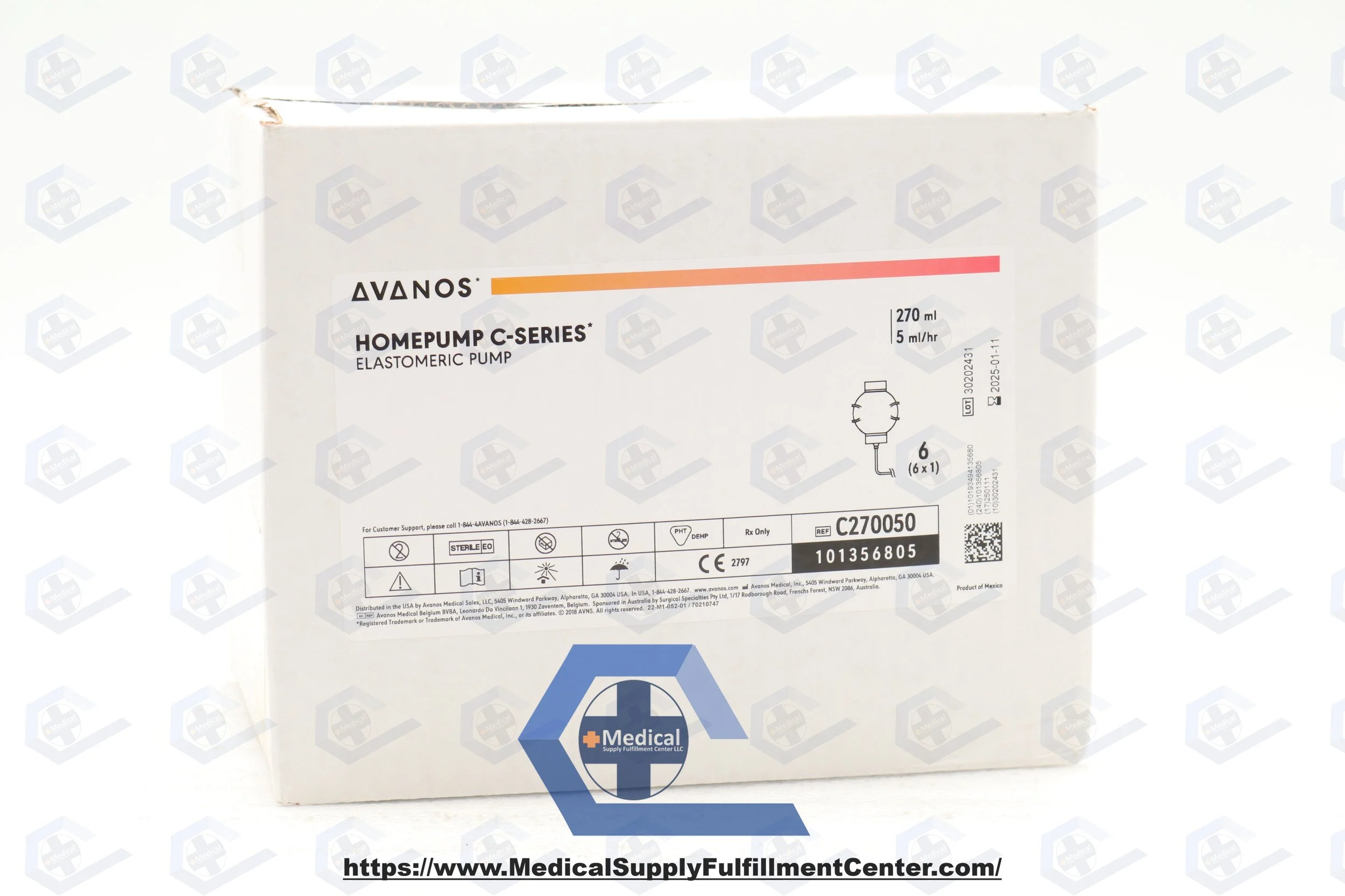 Avanos Medical | C270050 | SHORT DATE | BOX OF 6 | Homepump C-Series Elastomeric Pump - C-Series Infusion Pump, 270 mL, 5 mL / hr