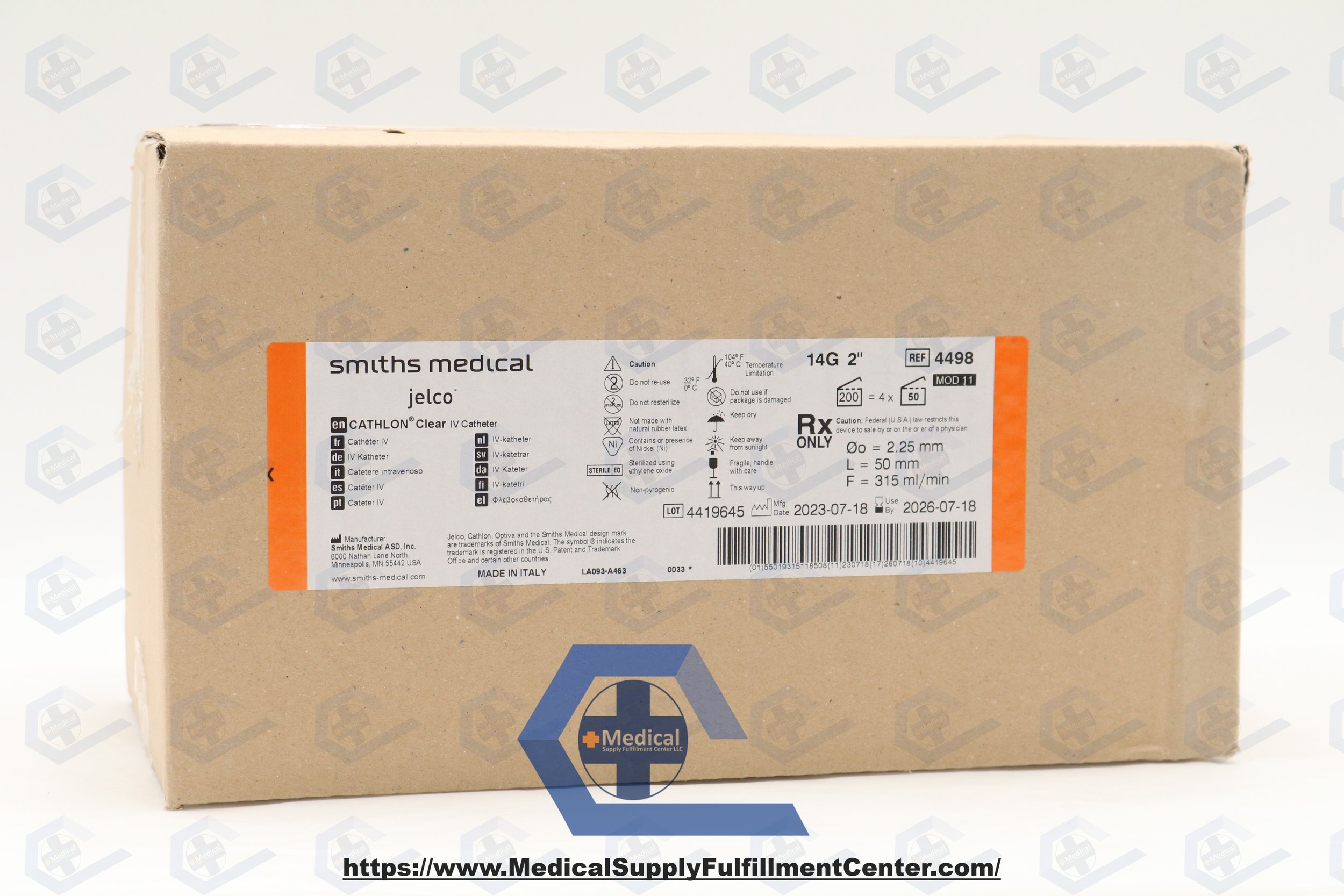 SMITHS MEDICAL | 4498 | IN-DATE | BOX OF 200 | CATHALON CLEAR IV CATHETER 2INCH
