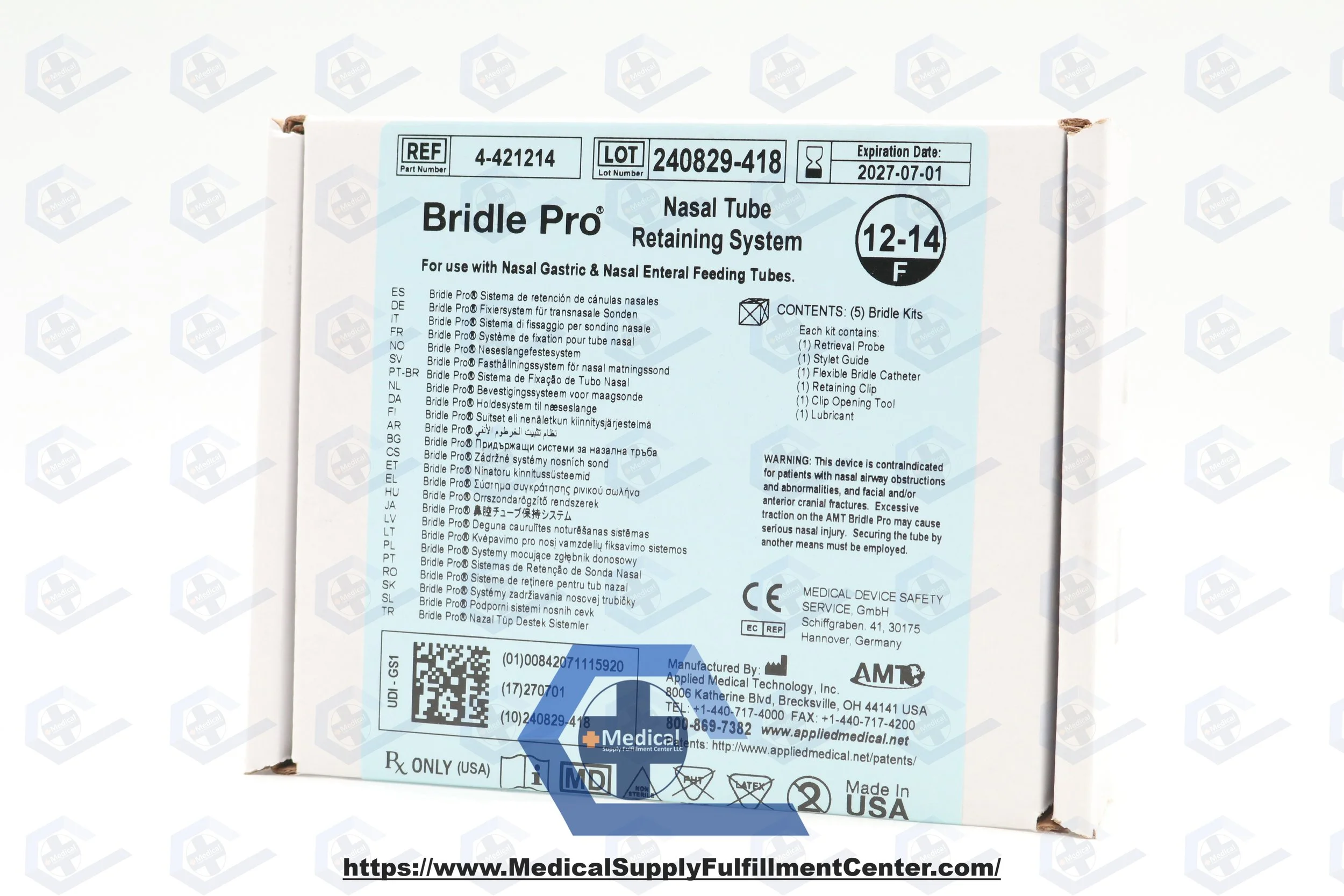 Applied Medical | 4-421214 | INDATE | BOX OF 5 | Bridle Nasal Feeding Tube Retaining System - Nasal Tube Bridle Pro Systems, 12-14 Fr, Dark Blue