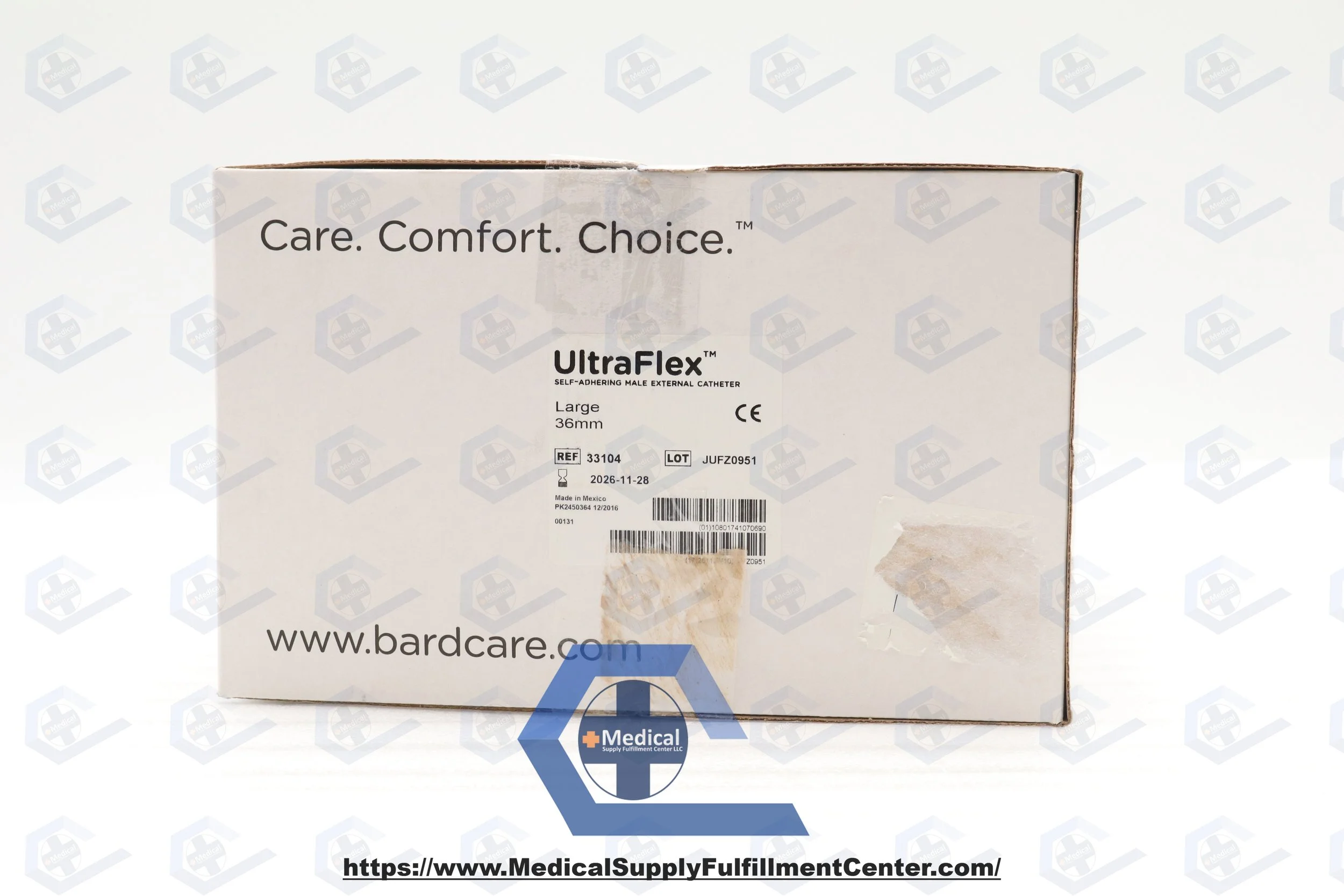 BARD | 33104 | IN-DATE | BOX OF 100 | UltraFlex Male External Catheter - UltraFlex Male External Catheter, Size L, 36 mm