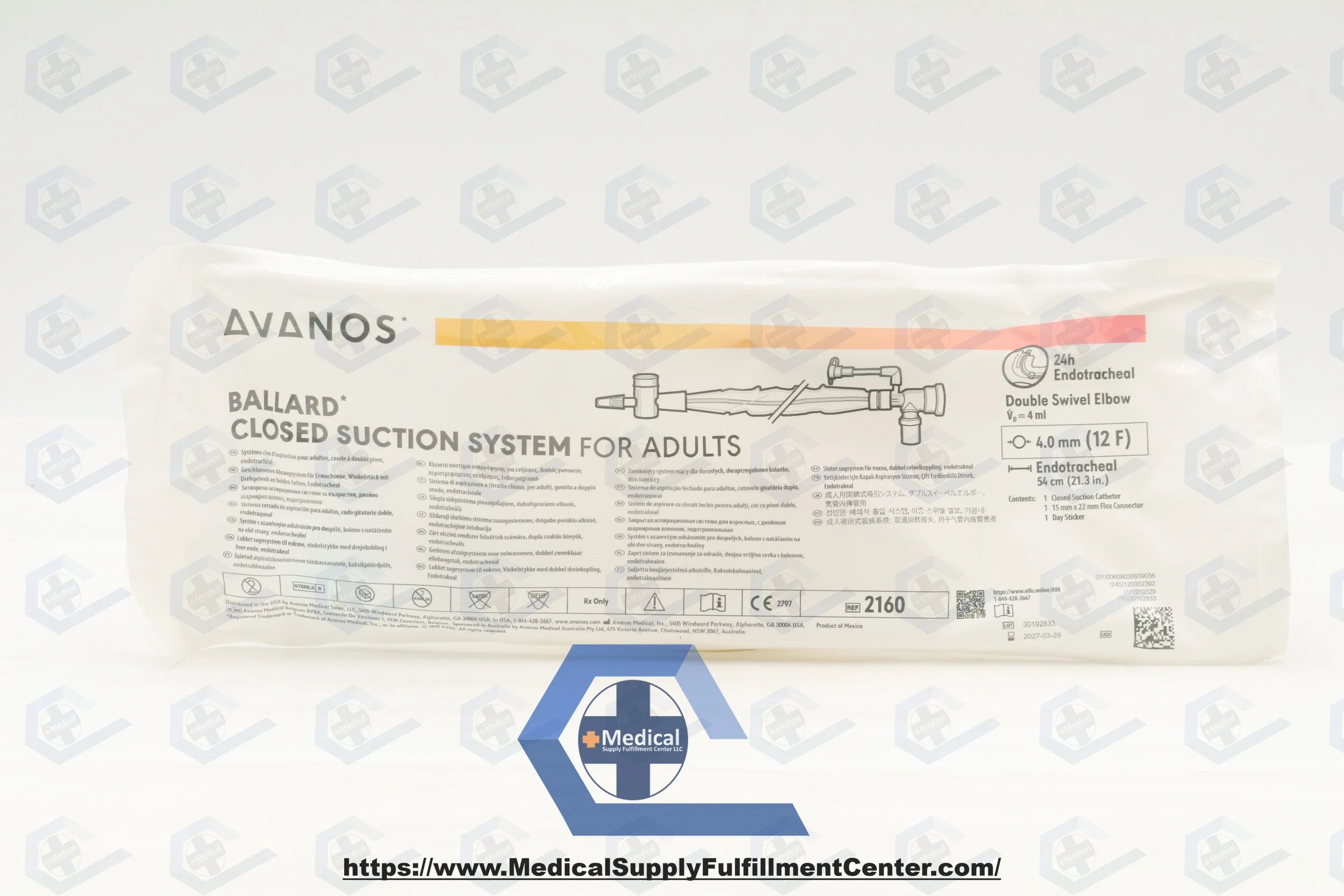 Avanos | 2160 | IN-DATE | Box of 10 | Double Swivel Elbow, 12 Fr, 4 mm dia. x 54 cm L, White, For Closed Suction System, Gamma Sterilised, One-Way Lavage/Irrigation Port