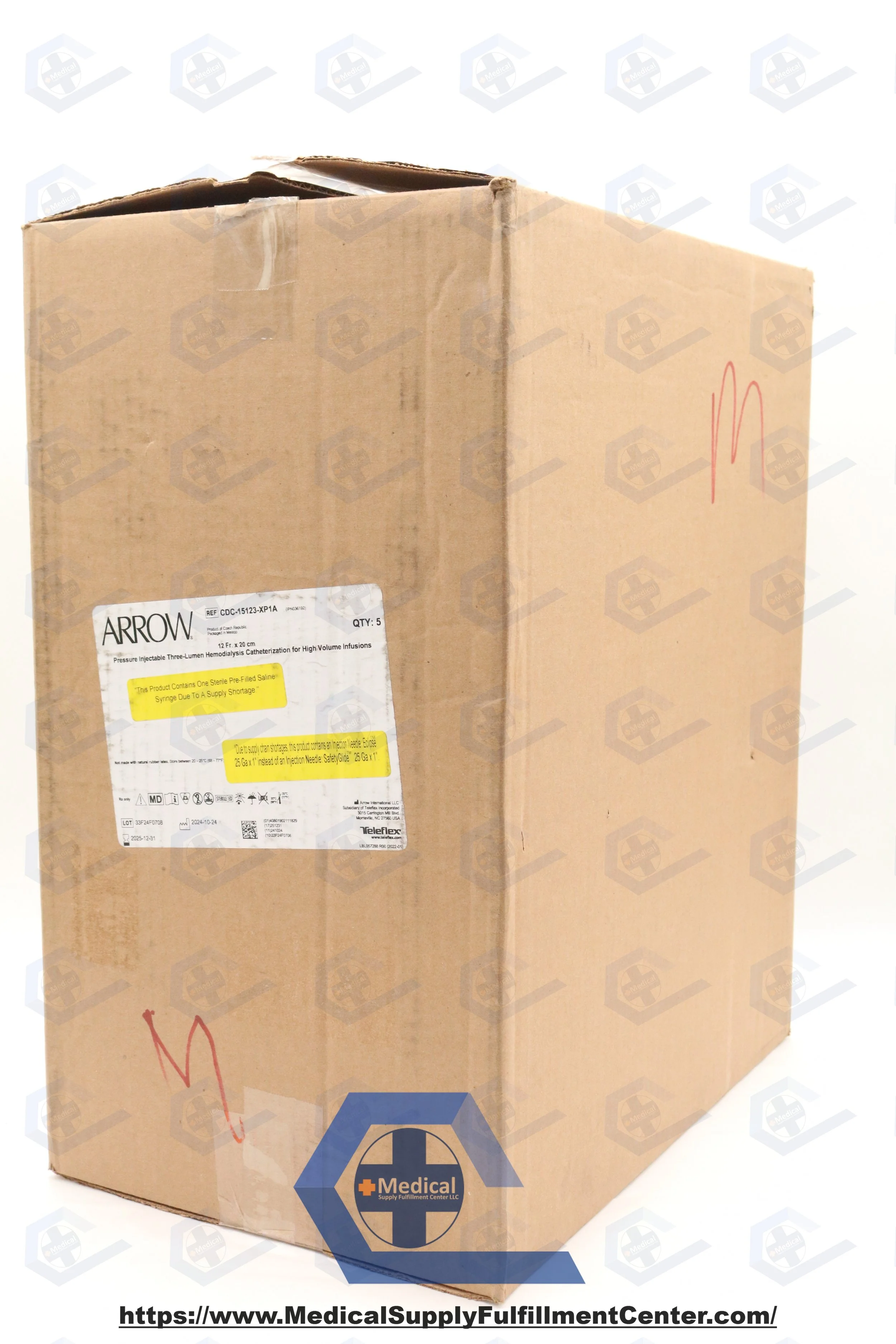 Teleflex | CDC-15123-XP1A | SHORT DATE | Box of 5 | Pressure Injectable Three-Lumen Hemodialysis Catheterization for High Volume Infusions