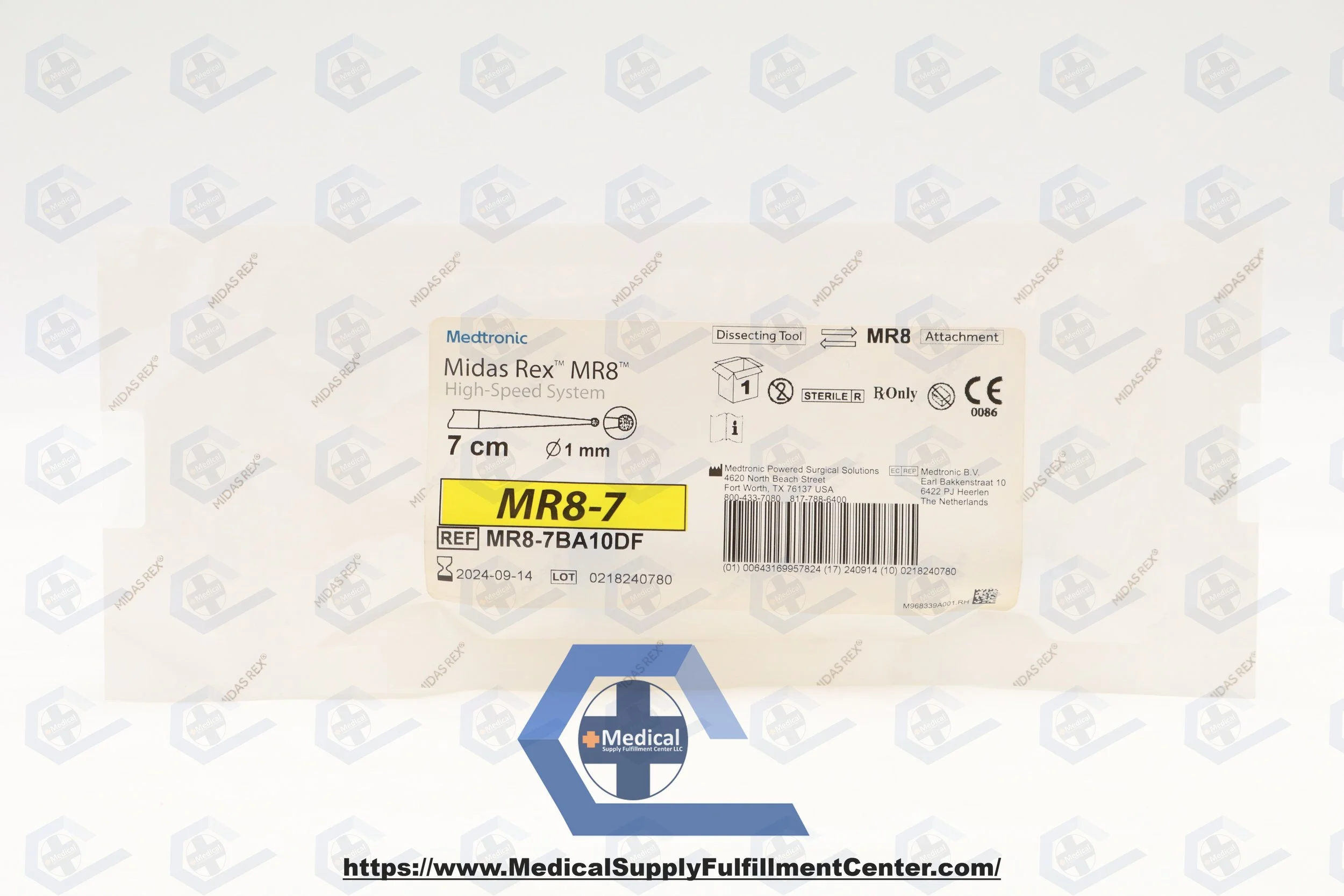MEDTRONIC | MR8-7BA10DF | EXPIRED | EACHES | MIDAS REX MR8 SMALL BORE DIAMOND FINE, 1MM HEAD DIAMETER, 7CM LENGTH