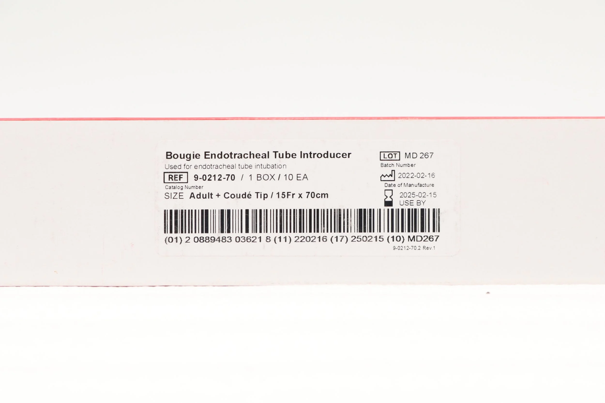 SunMed | 9-0212-70 | EXPIRED | BOX OF 10 | Bougie Endotracheal Tube Introducer, Adult, Coude 15F x 70cm