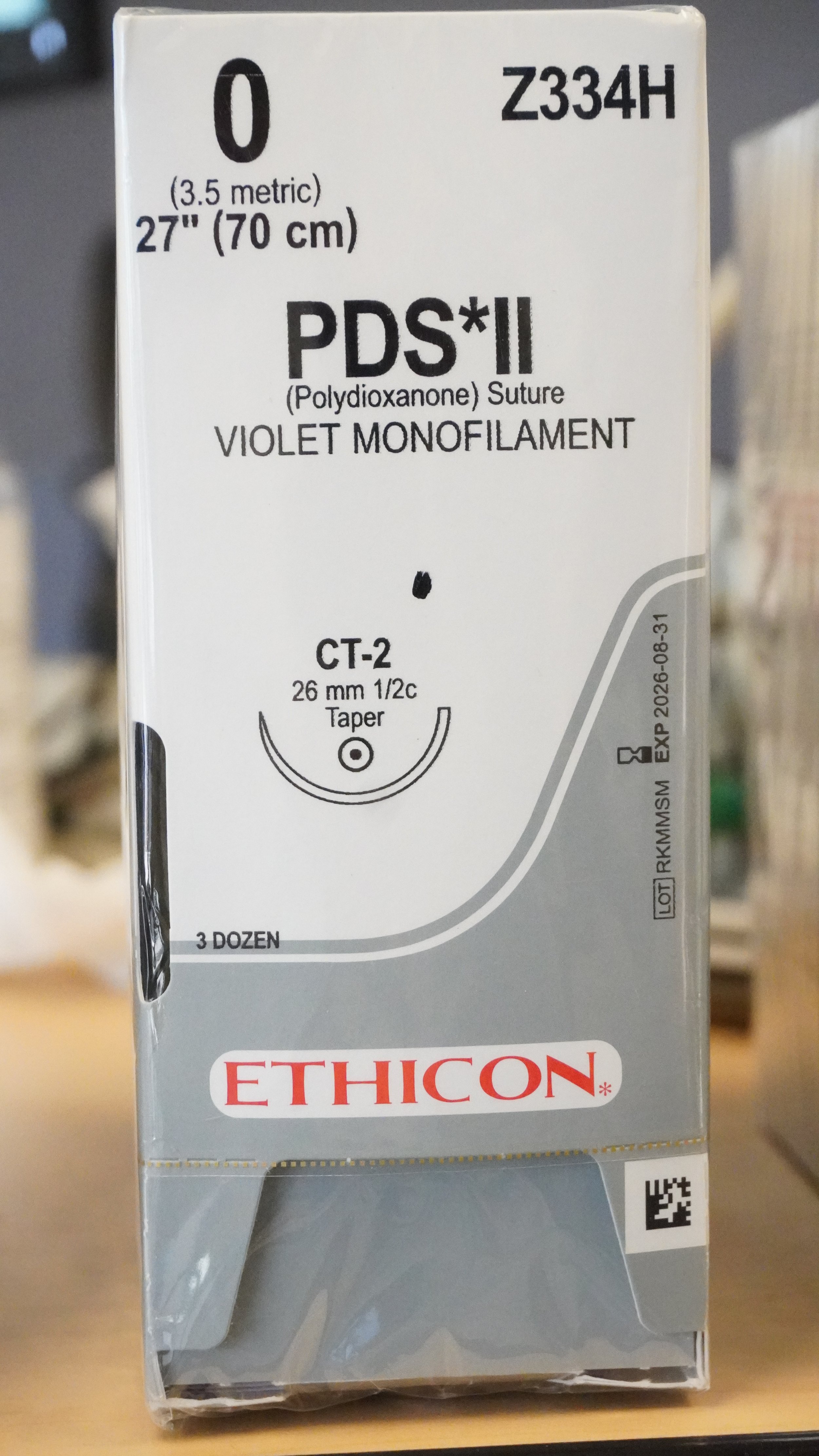 ETHICON | Z334H | BOX OF 36 | PDS II Polydioxanone Suture VIOLET Monofilament 0 27"