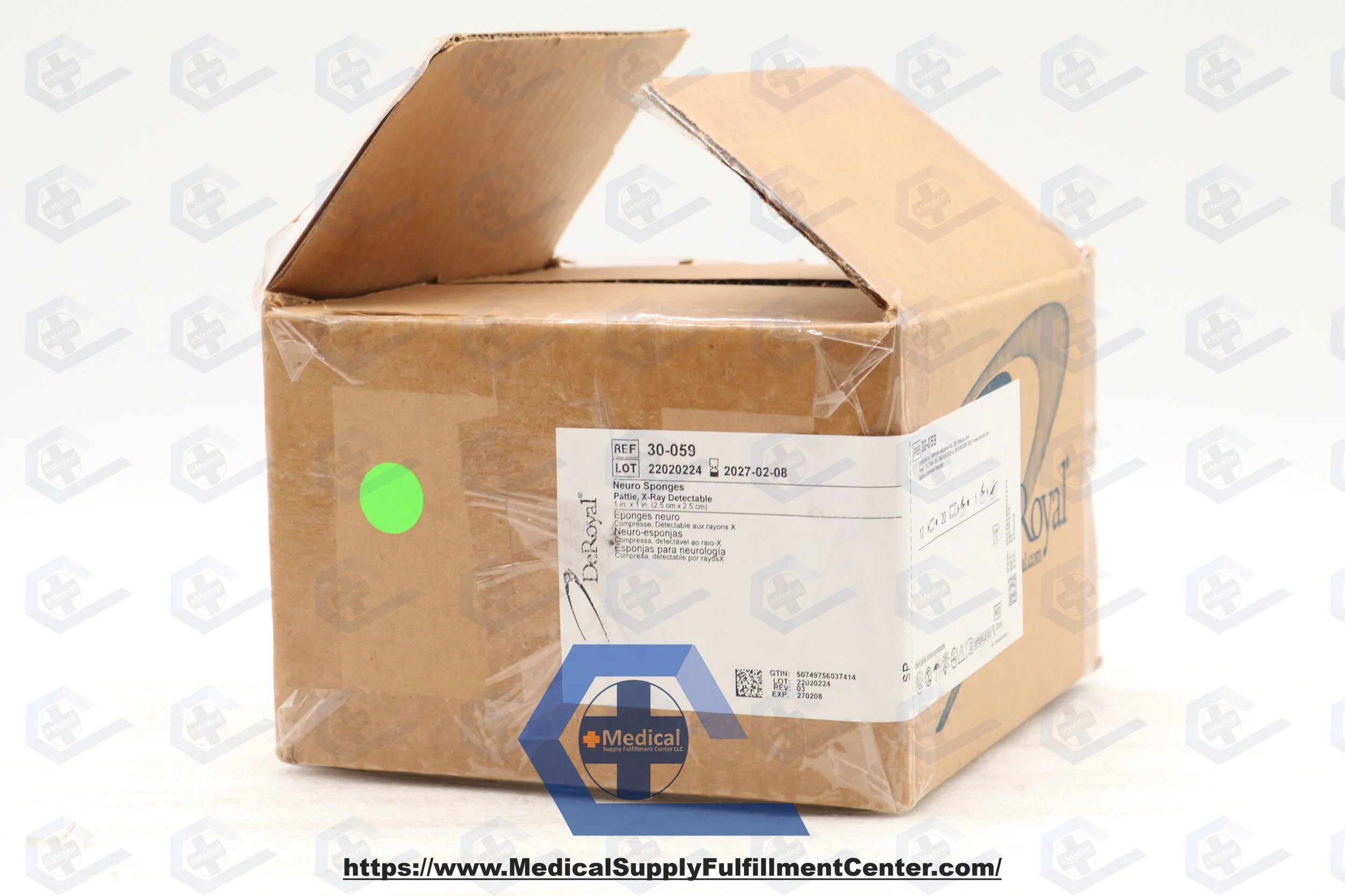 DeRoyal | 30-059 | BOX OF 20 | DeRoyal Neuro Sponges, Pattie 1" x 1" 10 PER/PACK