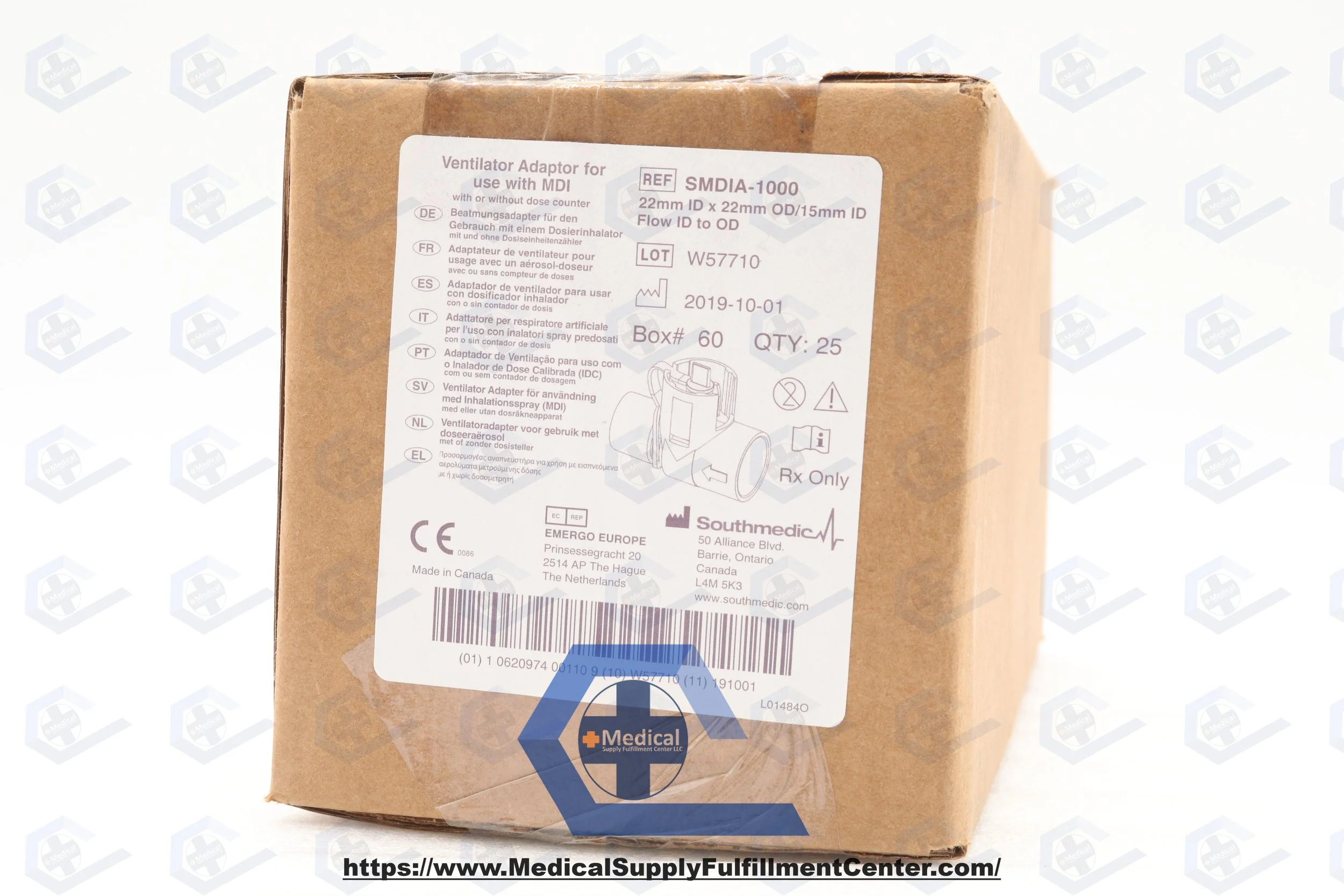 Southmedic | SMDIA-1000 | NO DATE | Box of 25 | MDI Inline Adapter, 22 mm ID -> 22 mm OD/15 mm ID