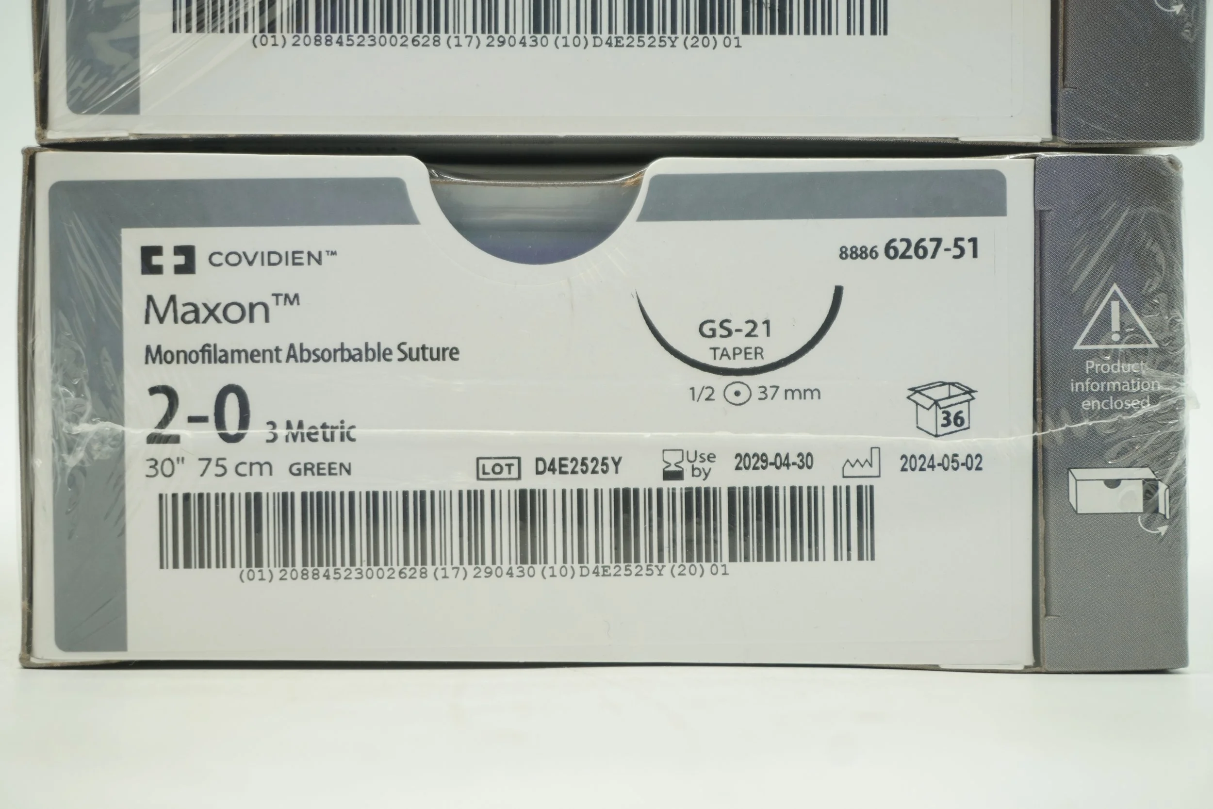 COVIDIEN | 6267-51 | BOX OF 36 | Monofilament Absorbable Suture 2-0 3 Metric 30" 75cm GREEN