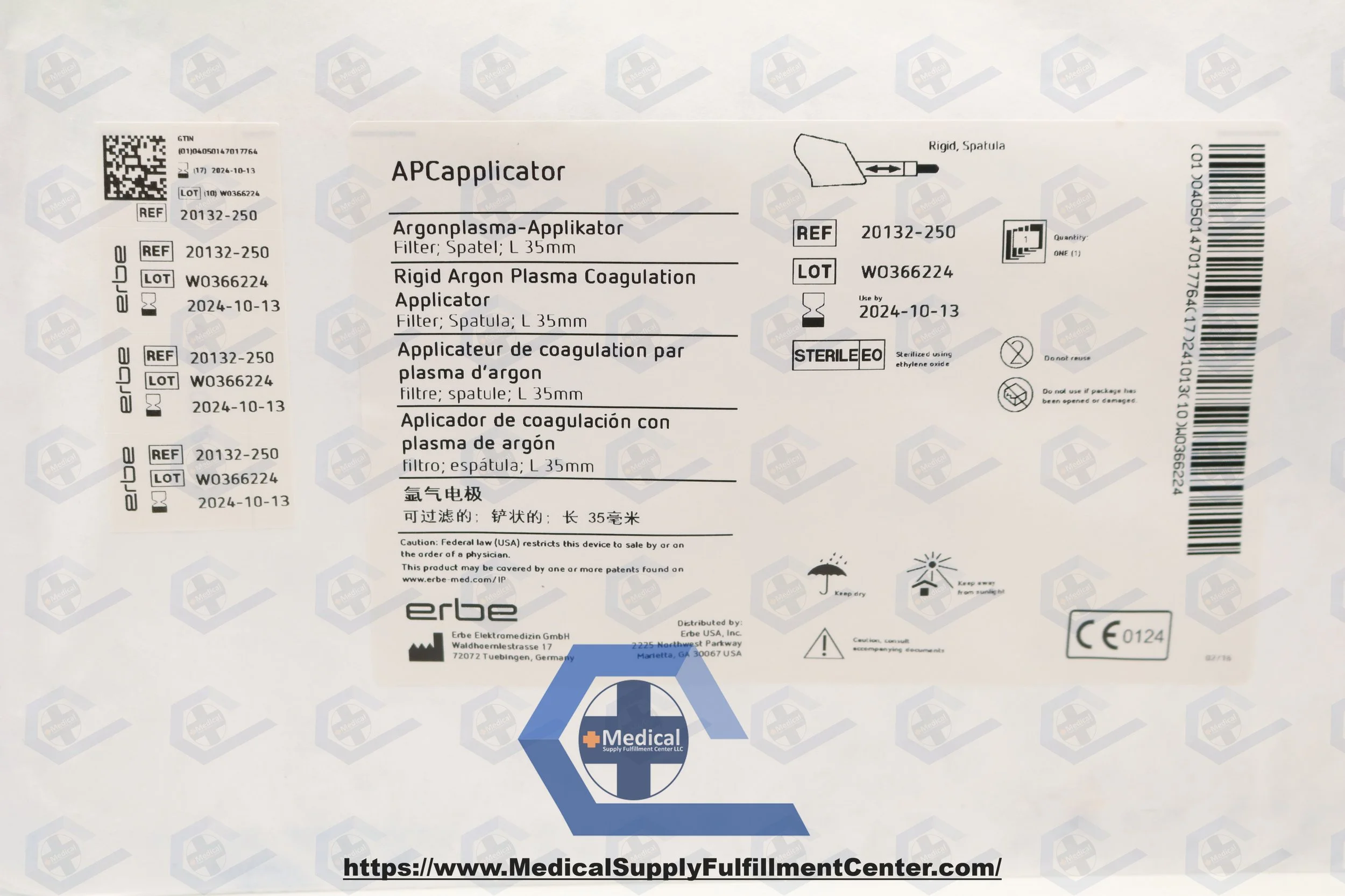 Erbe | 20132-250 | In Date | Box of 5 | Erbe Rigid Argon Plasma Coagulation (APC) Applicator, Filter, Spatula 35mm