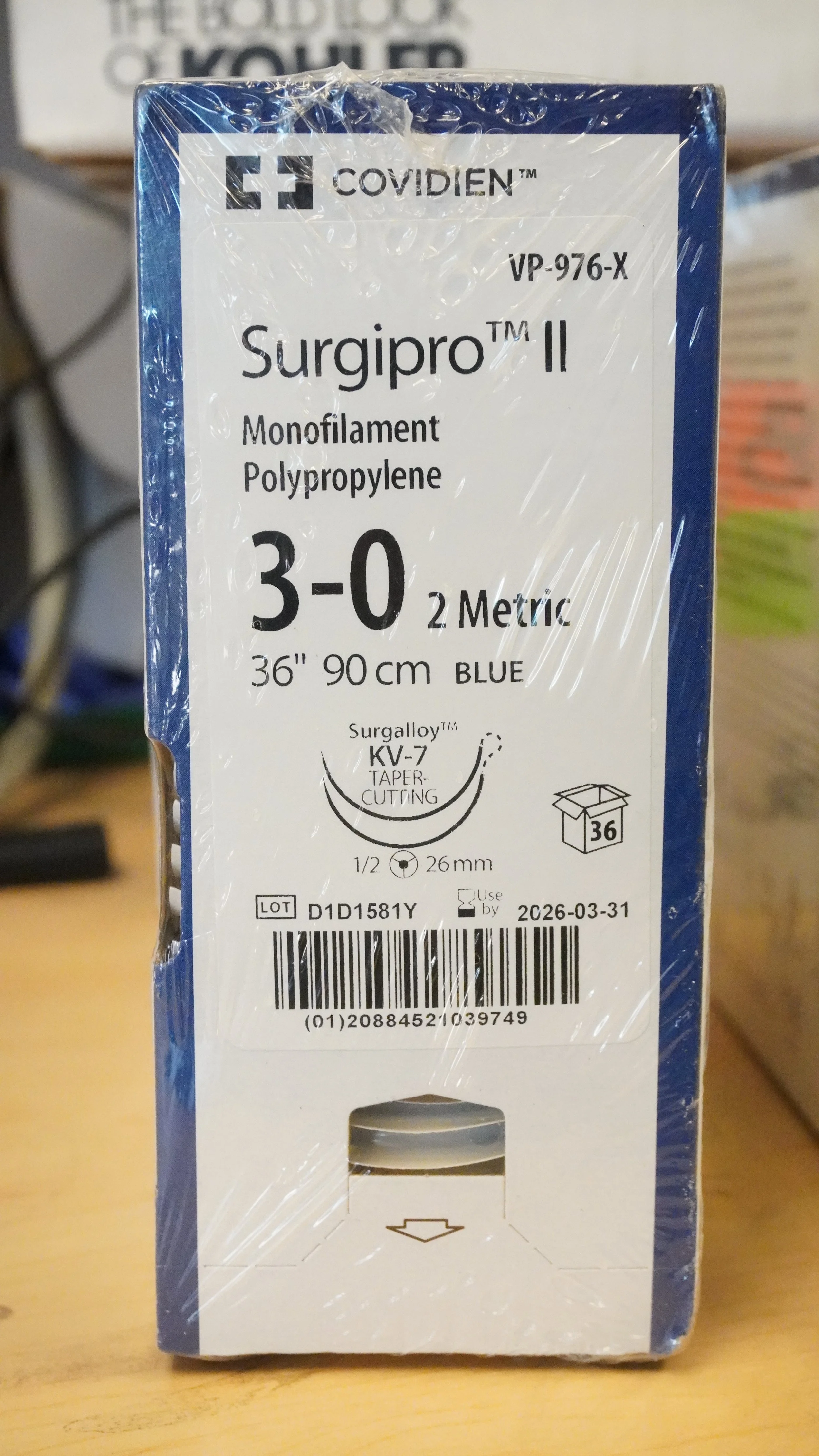 COVIDIEN | VP-976-X | PACK of 36/pc | Surgipro Monofilament Polypropylene 3-0 2 Metric 36" 90cm BLUE
