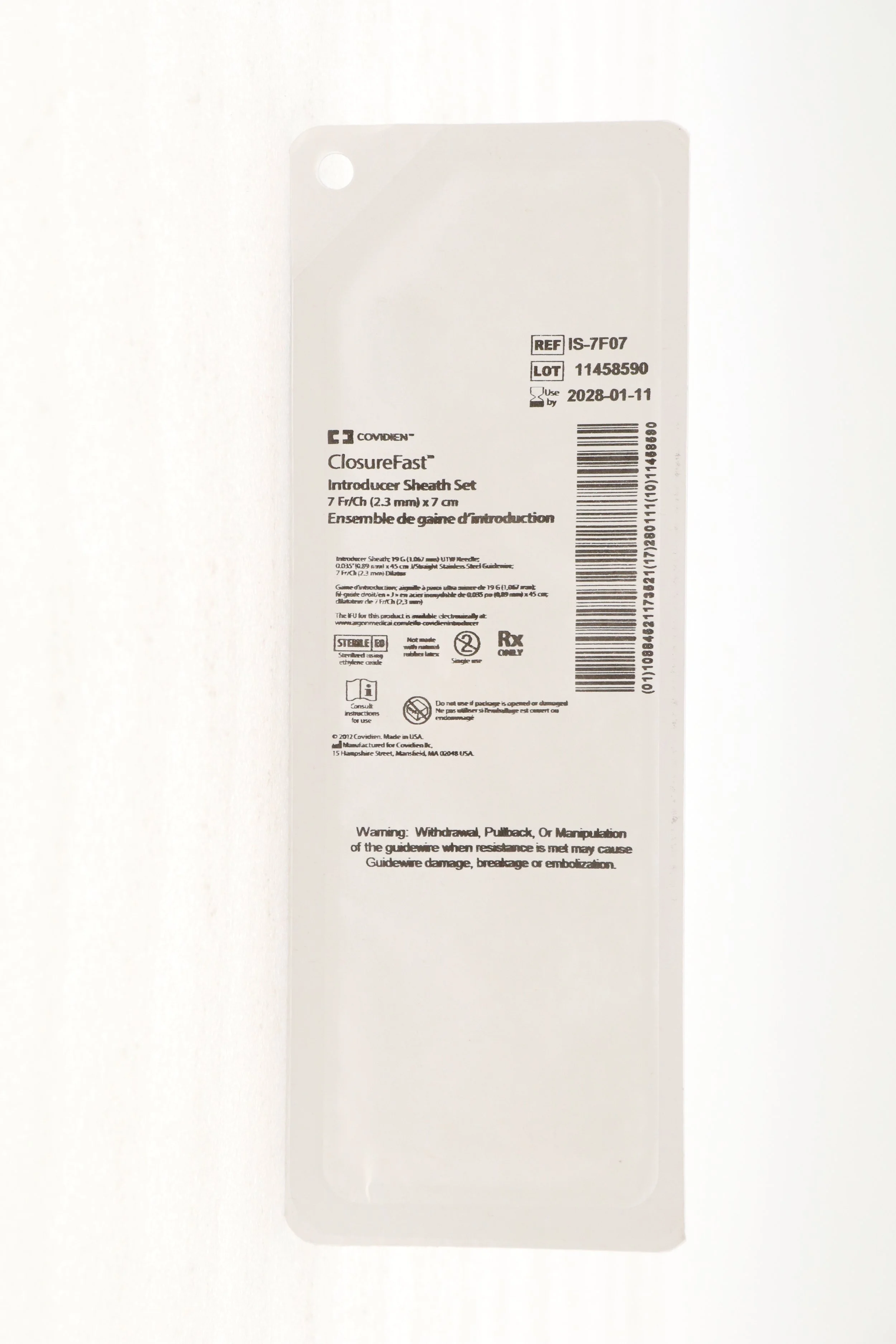 COVIDIEN | IS-7F07 | IN DATE | EACHES | VNUS Catheter Sheath Set 7F x 7cm