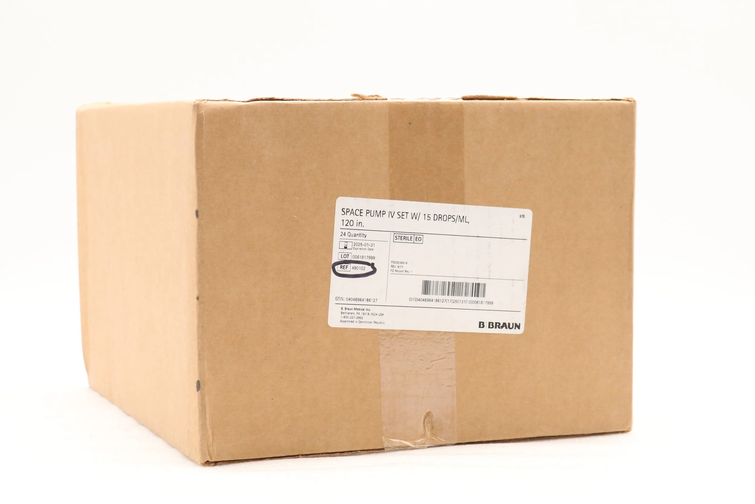 BRAUN | 490102 | IN-DATE | CASE OF 24 | Space Pump IV Set w/ 15 Drops/ML 120"