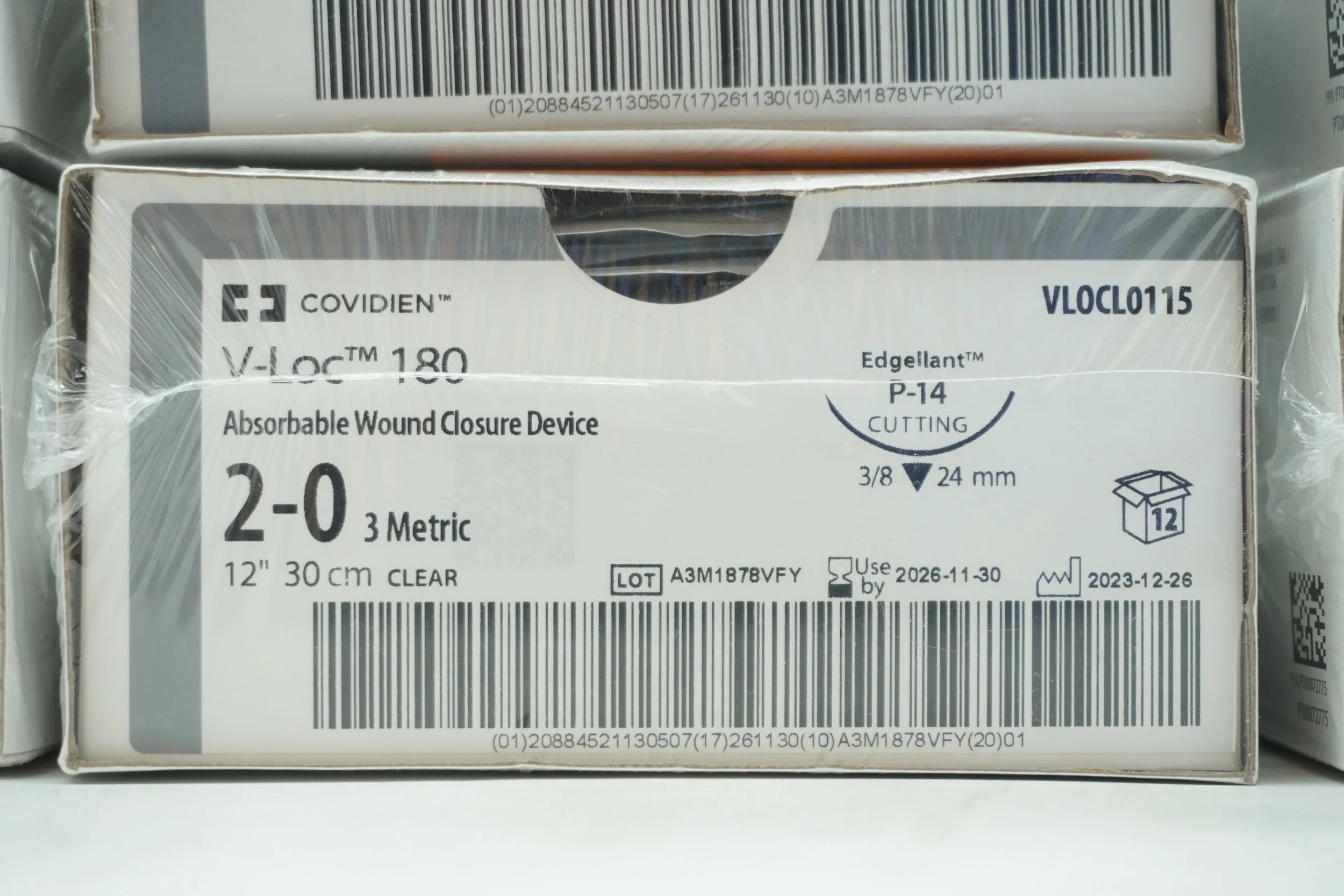 COVIDIEN | VLOC0115 | Box of 12/pc | V-LOC 180 Absorbable Wound Closure Device 2-0 3 Metric 12" 30cm CLEAR
