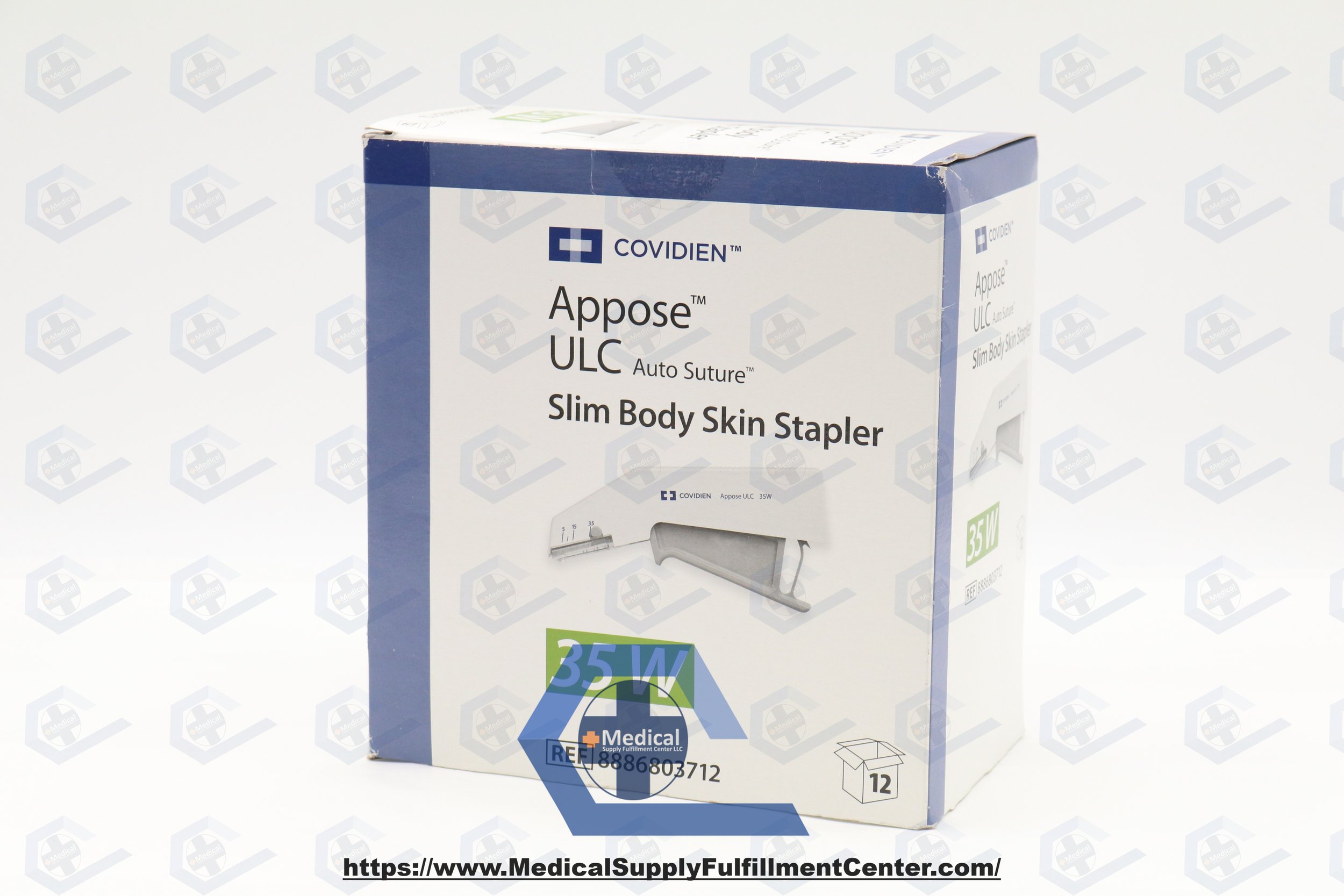 Covidien | 8886803712 | EXPIRED | BOX OF 12 | Appose ULC Auto Suture Single Use Slim Body Skin Stapler 35 W