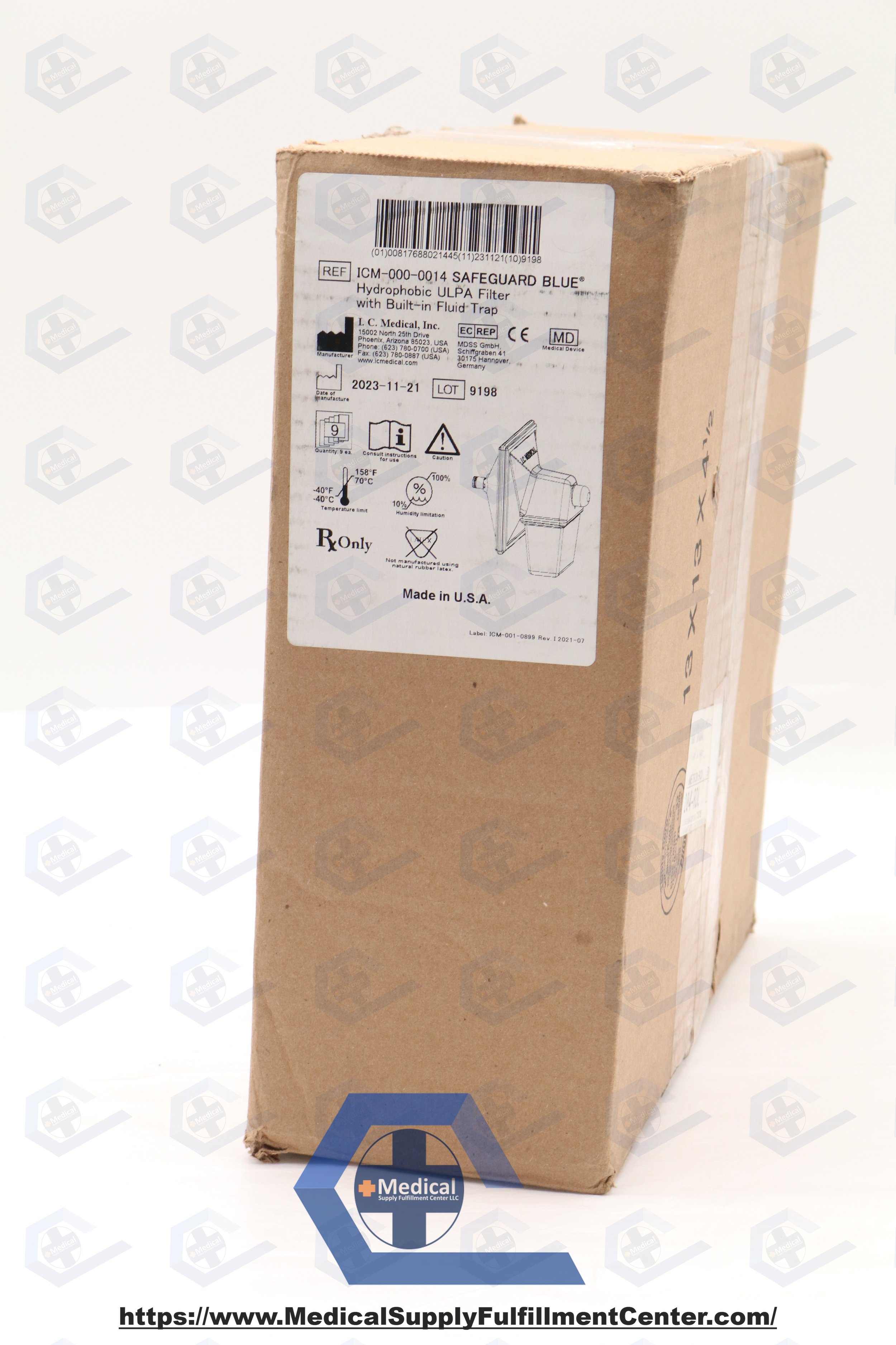 IC MEDICAL | ICM-000-0014 | BOX OF 9 | Hydrophobic ULPA Filter with Built in Fluid Trap