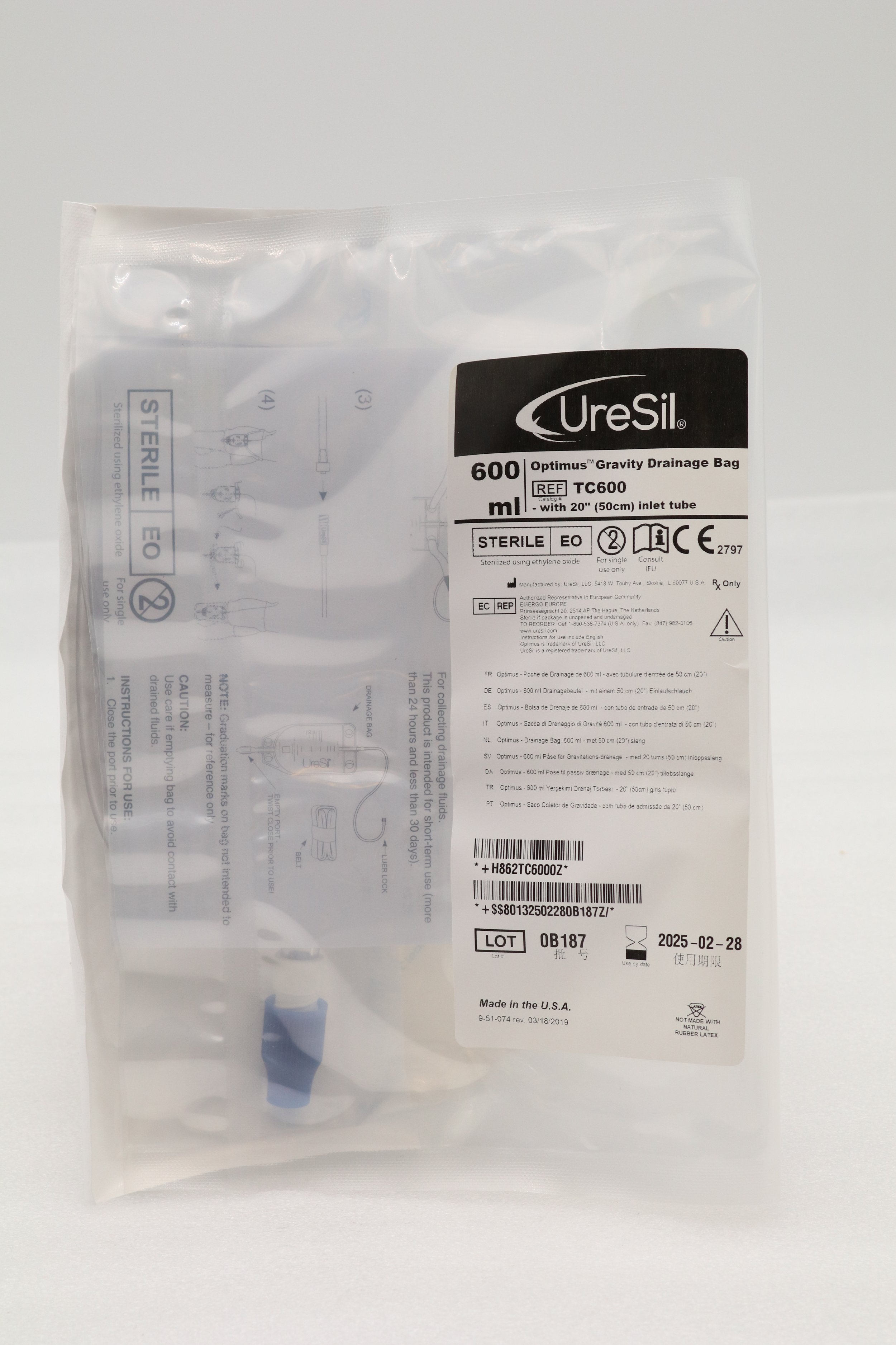 Uresil | TC600 | IN-DATE | CASE OF 20 | BAG, DRAINAGE, 600ML, F NEPHROSTOMY