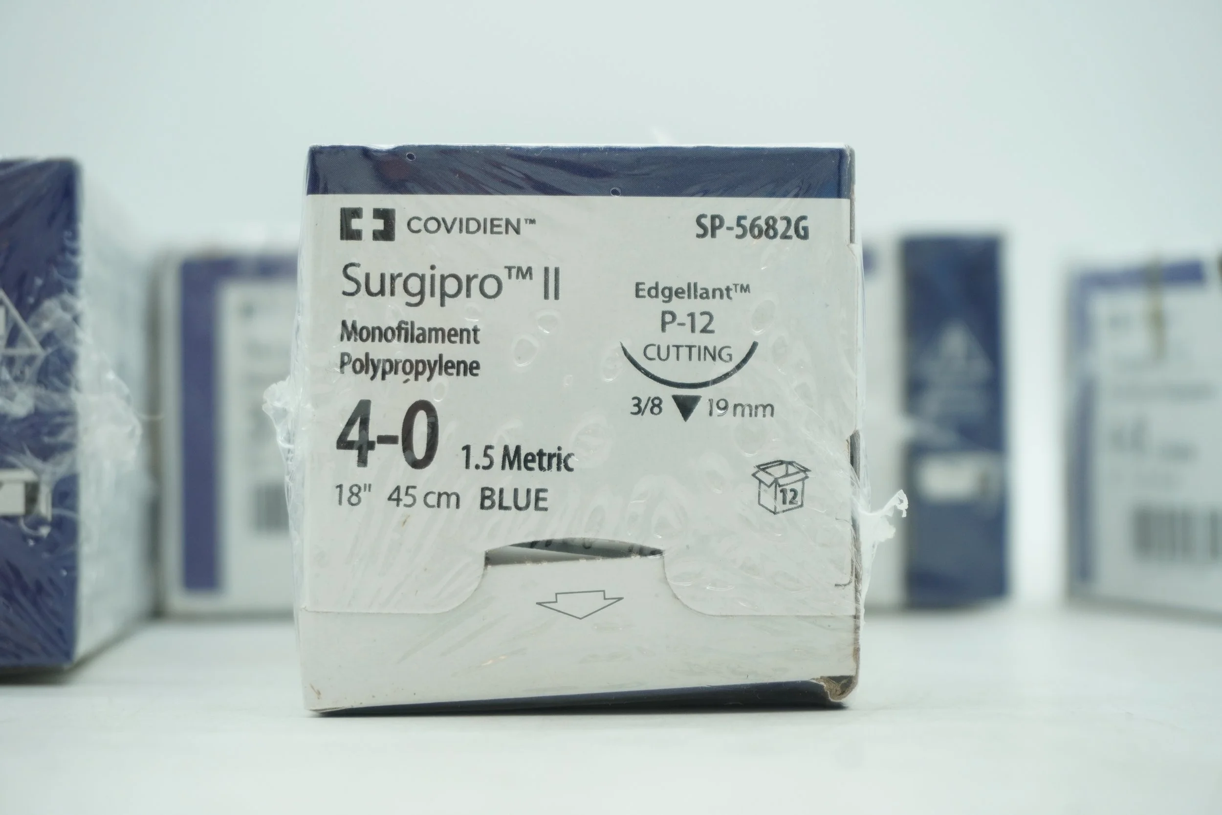 COVIDIEN | SP-5682G | IN-DATE | BOX OF 12 | Surgipro II Monofilament Polypropylene 4-0 1.5 Metric 18" 45cm BLUE