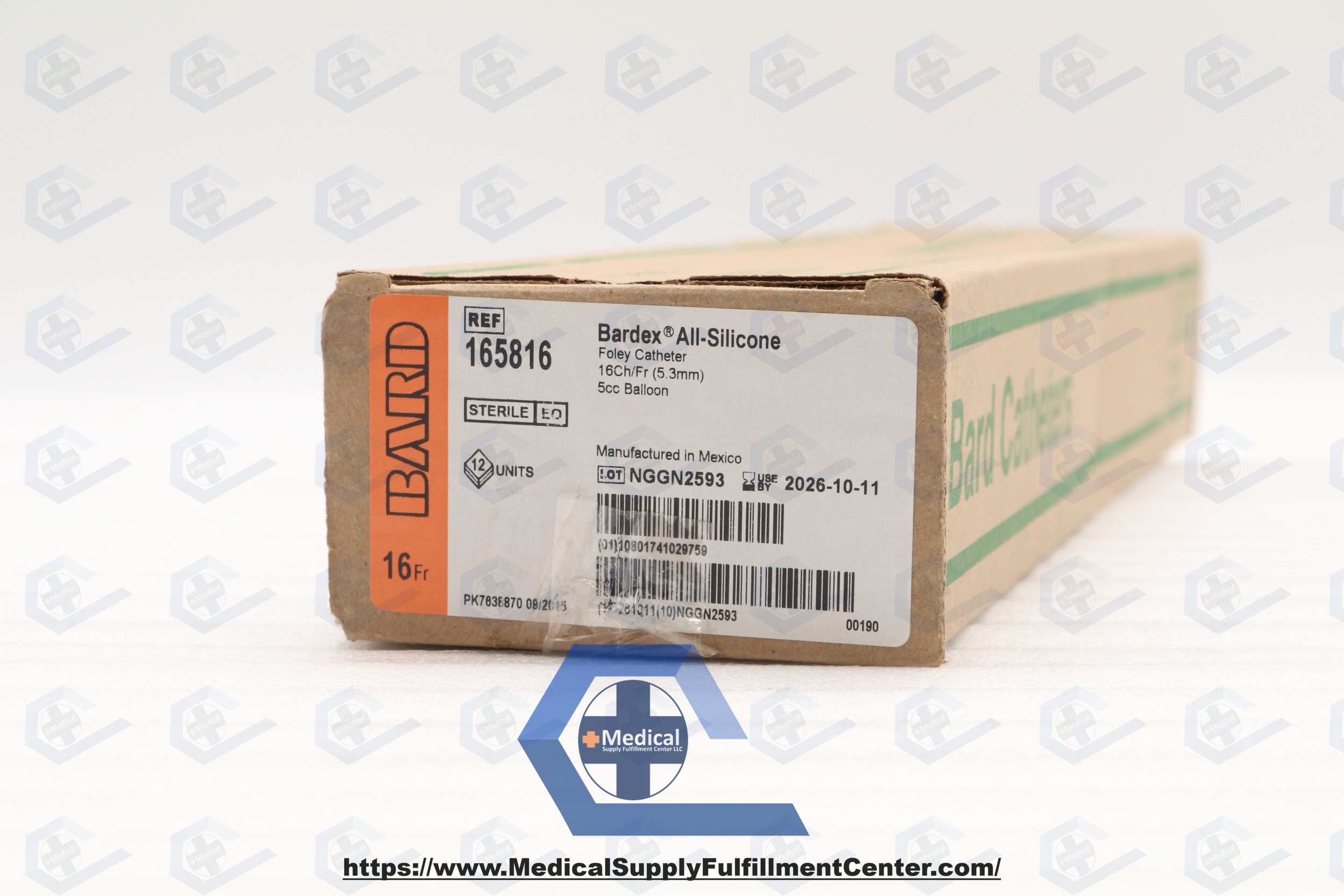 Bard | 165816 | In Date | Box of 12 | Uncoated Silicone Foley Catheter, 16 Fr, 5 mL